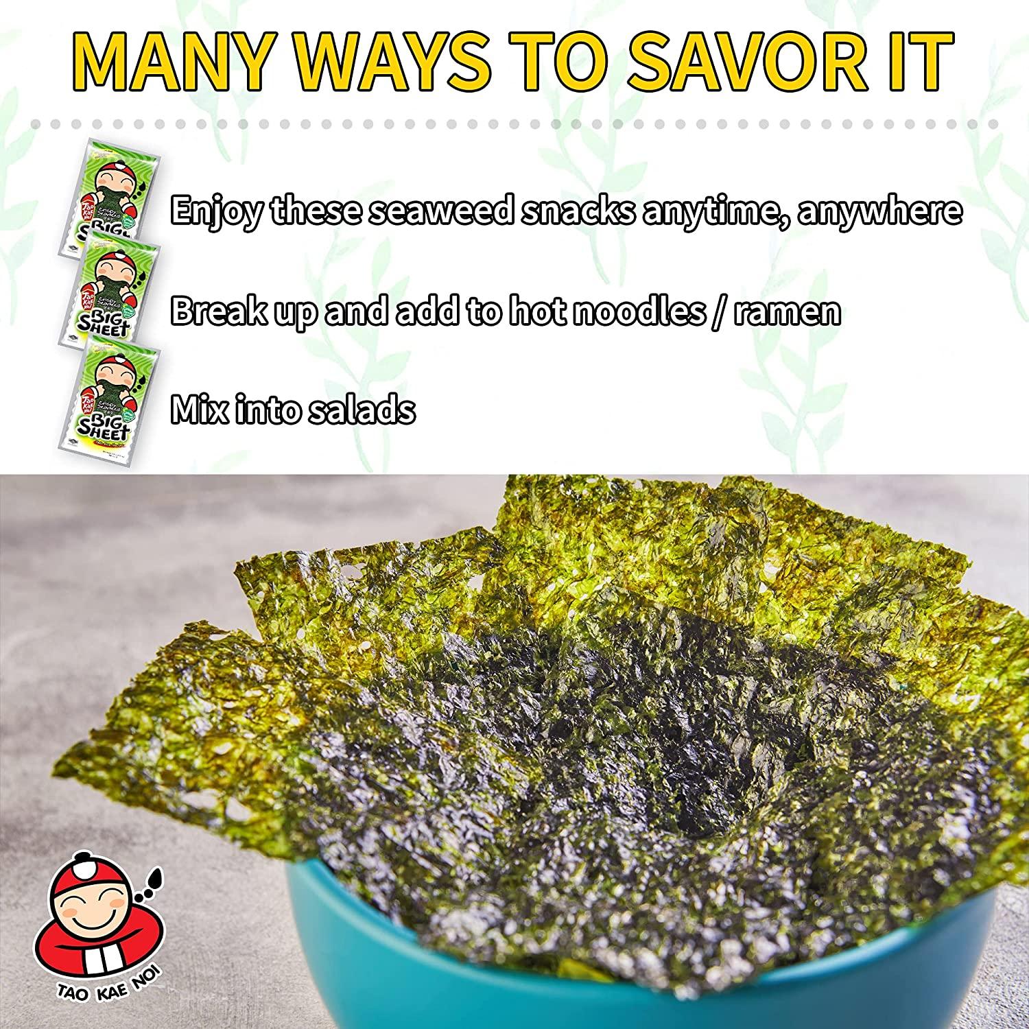 Tao Kae Noi Big Crispy Seaweed Snack Sheets Classic Thai Nori Chips
