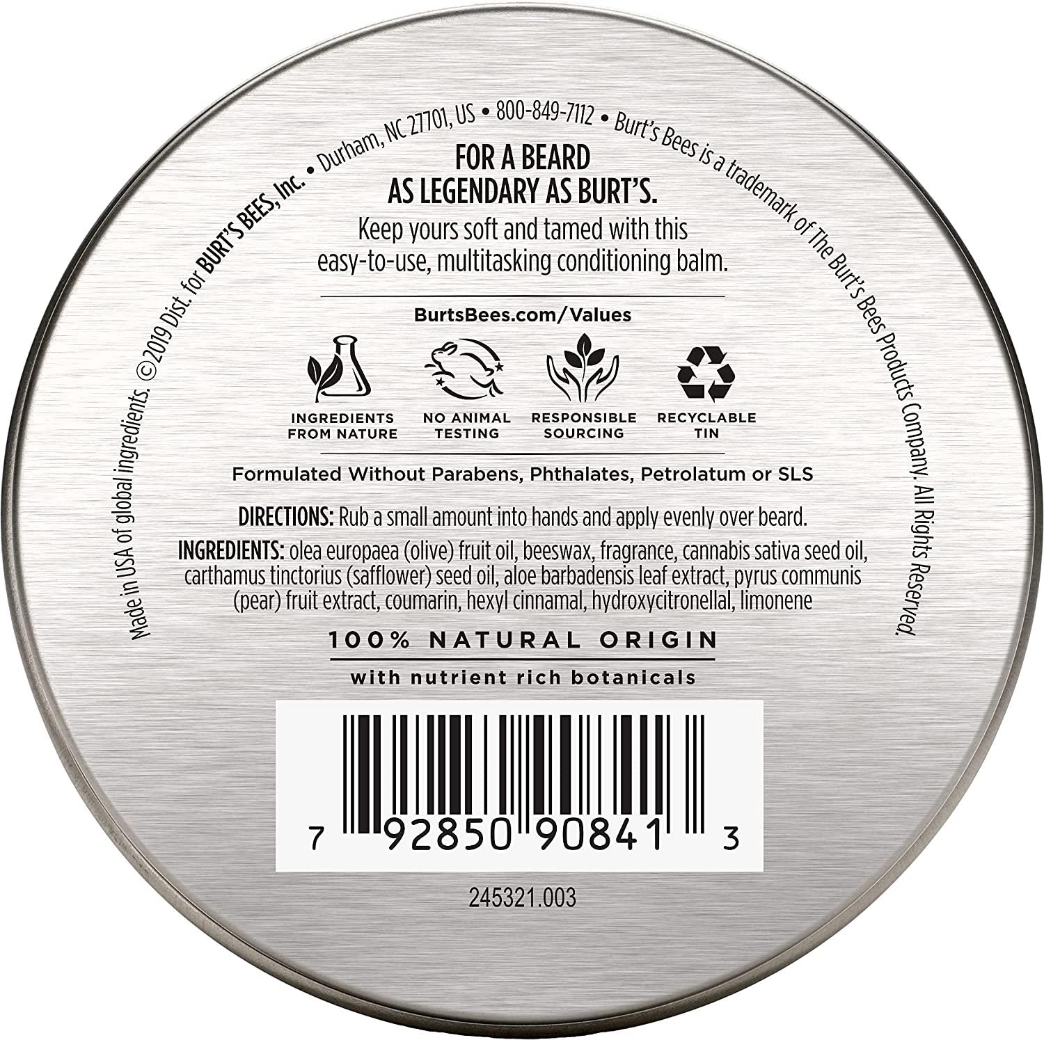 Burt's Bees Conditioning Beard Balm with Aloe & Hemp, For Men ...