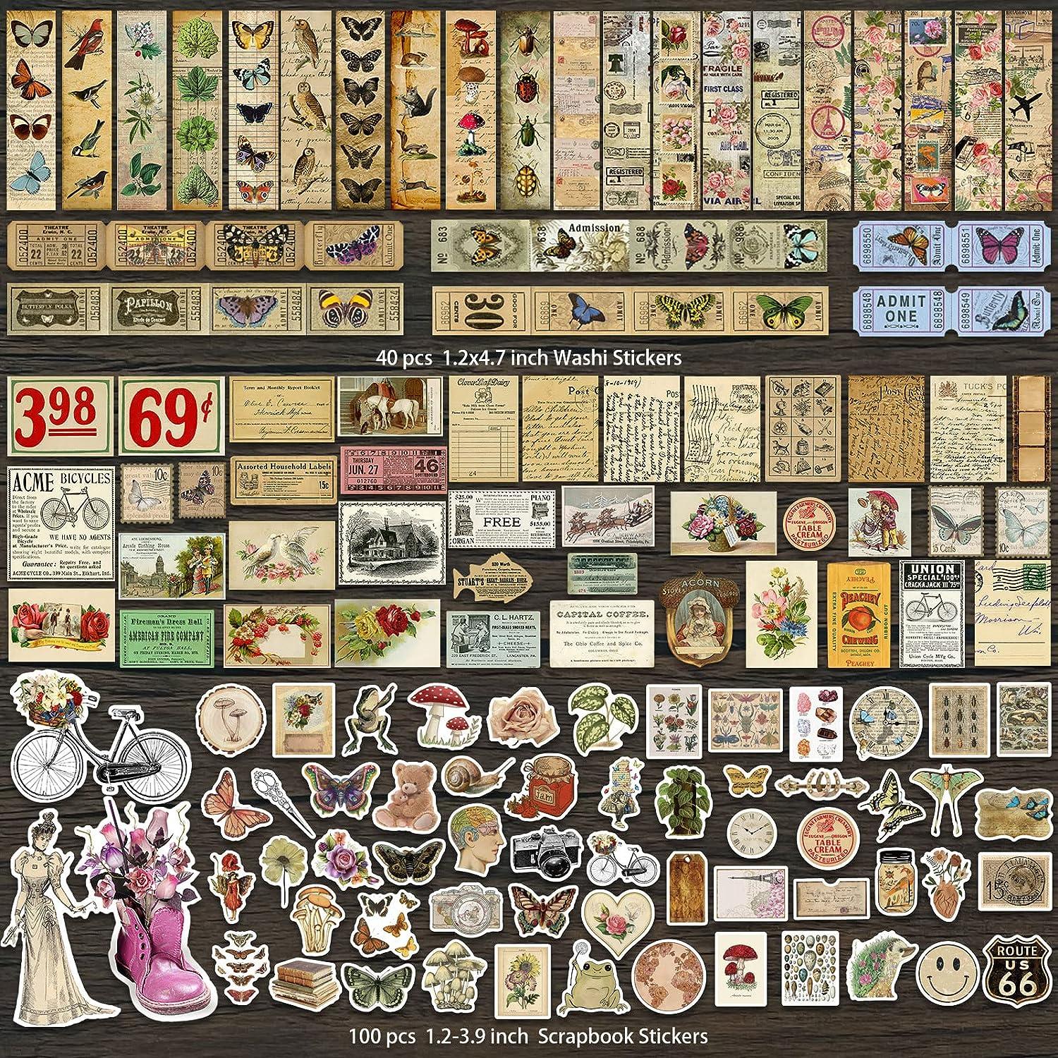 ANERZA 531 PCS Vintage Scrapbooking Supplies Stickers, Aesthetic