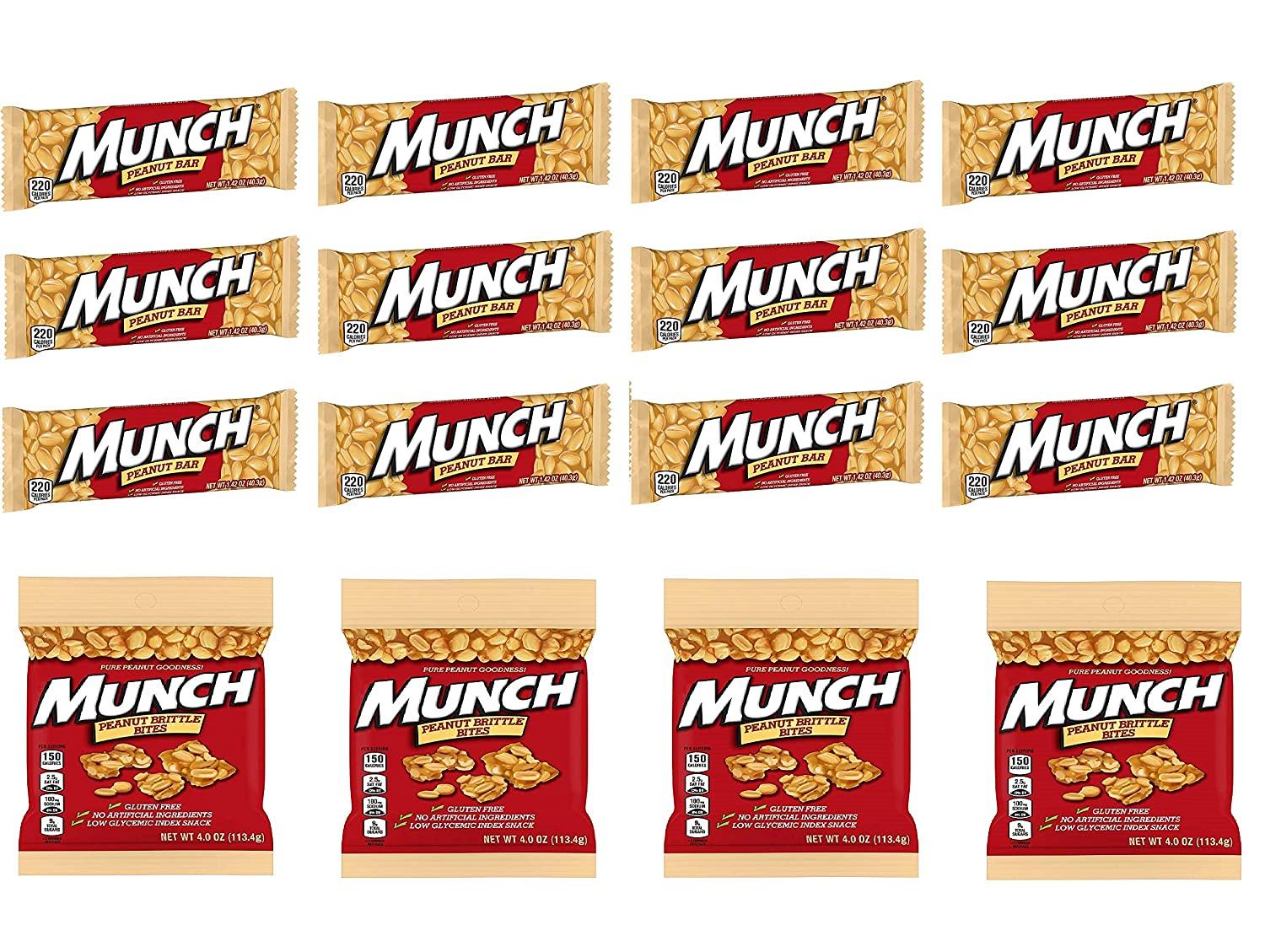 MUNCH Peanut Nut Bars with Brittle Bites Variety Pack Delicious Snack Bars