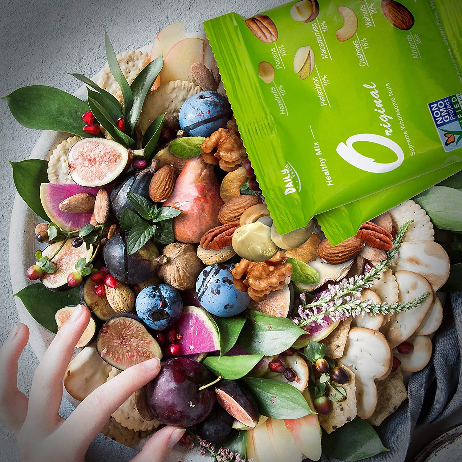 Daily Gourmet Nuts Unsalted Mixed Nuts Snack Packs 24 Individually