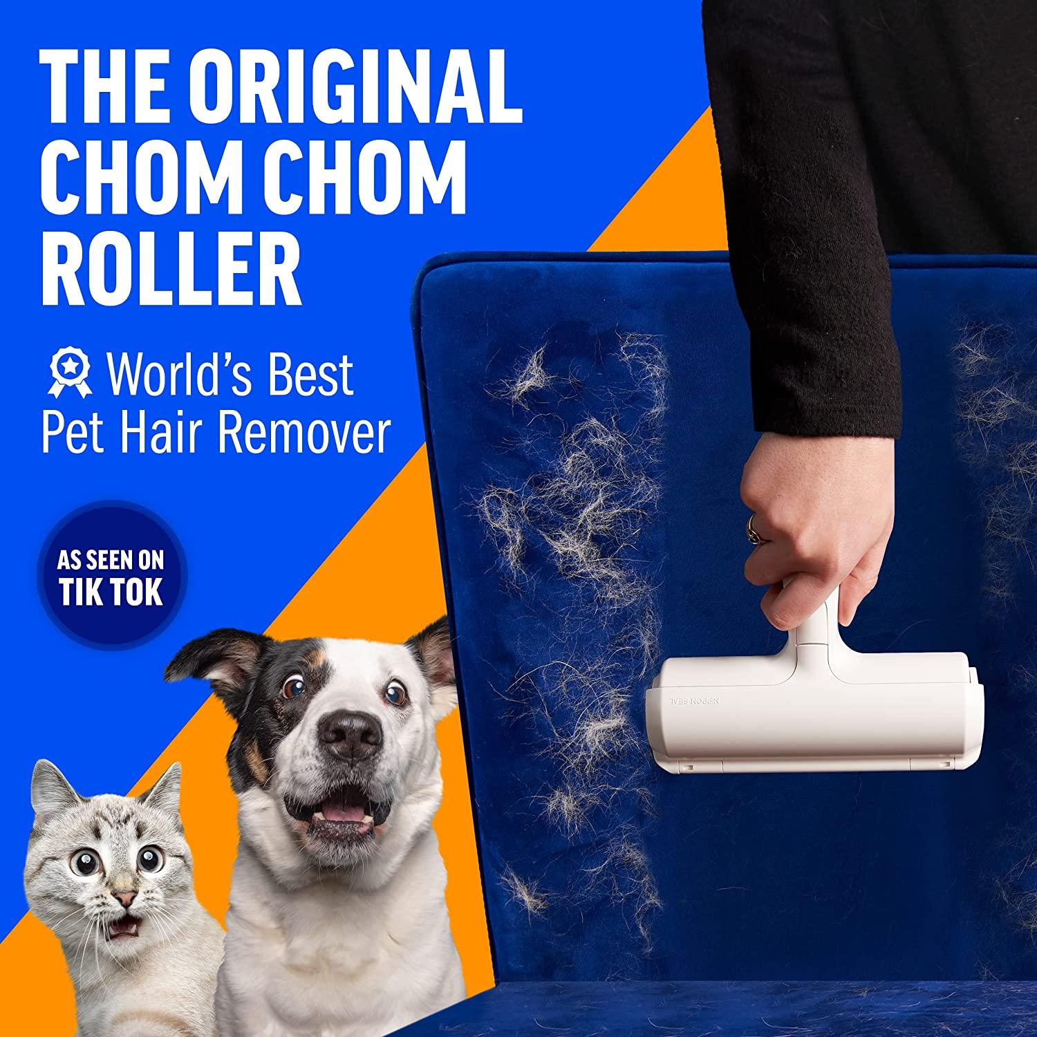 ChomChom Pet Hair Remover - Reusable Cat and Dog Hair Remover for Furniture  Couch Carpet Car Seats and Bedding - Eco-Friendly Portable Multi-Surface  Lint Roller & Animal Fur Removal Tool