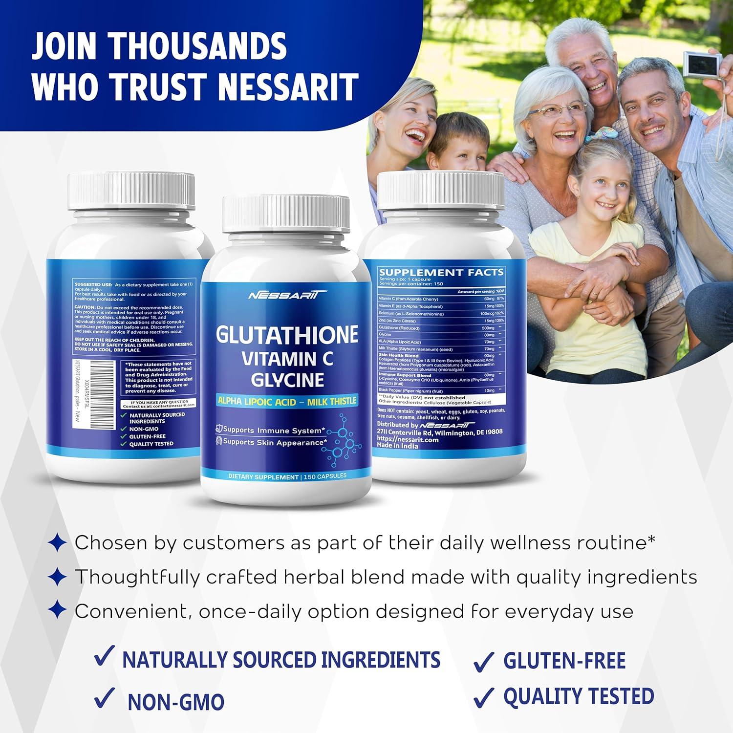 glutathione milk thistle alpha lipoic acid Glutathione Vitamin C Glycine Alpha Lipoic Acid & Milk Thistle Support  Immunity & Radiant Skin 150 Capsules 150 Count (pack of 1) | Buy Now with  Express International Delivery