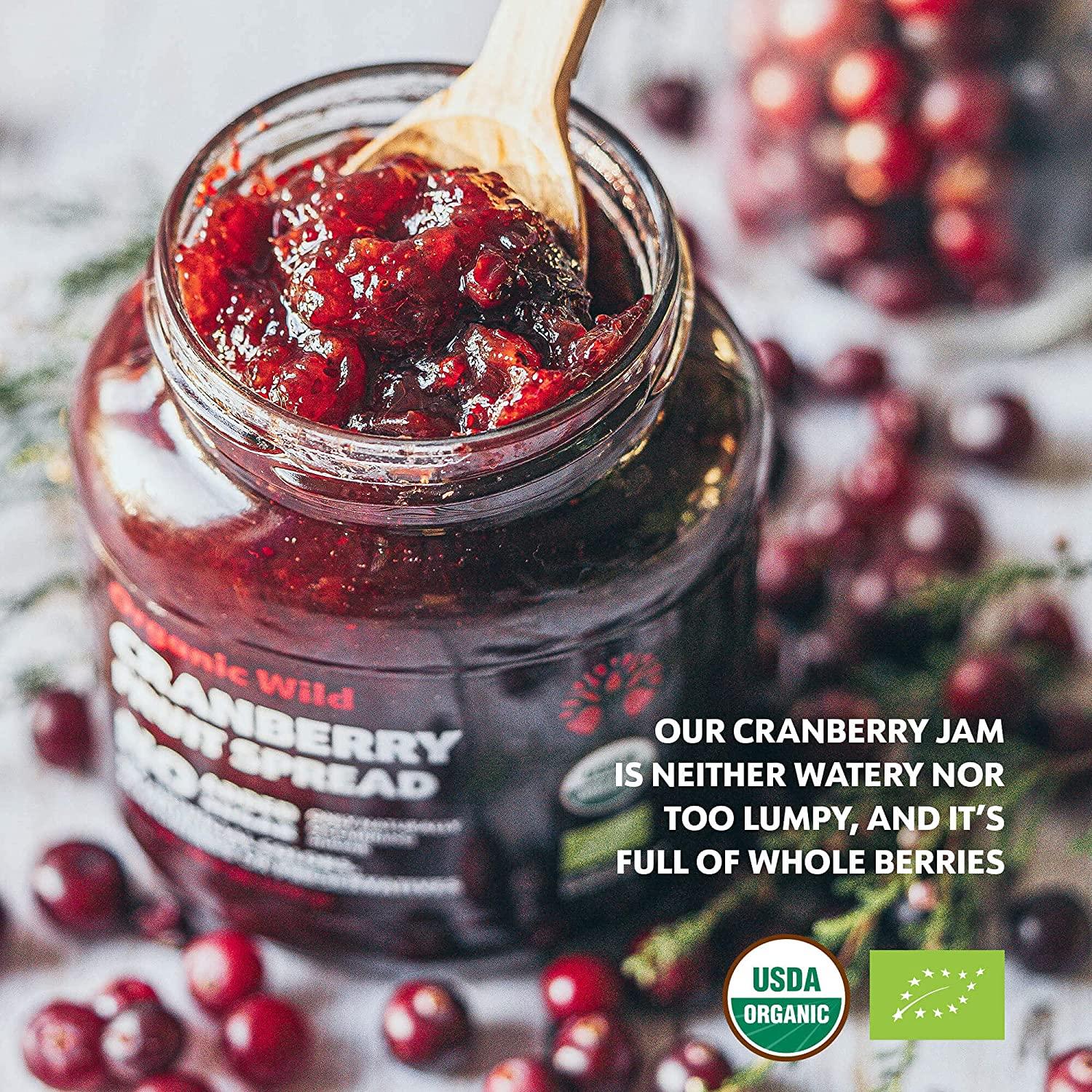 LOOV Organic Wild Cranberry Jam, 14.1 Ounces, Vegan, Cranberry Fruit Spread, Contains Whole Wild