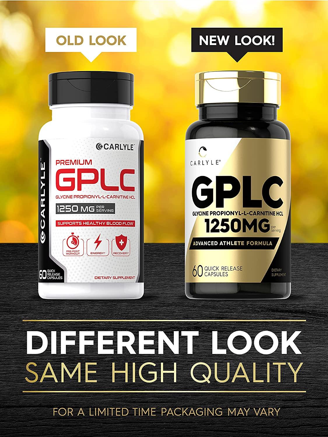 GPLC 1250 mg 60 Capsules NonGMO Gluten Free High Potency Glycine PropionylLCarnitine HCL