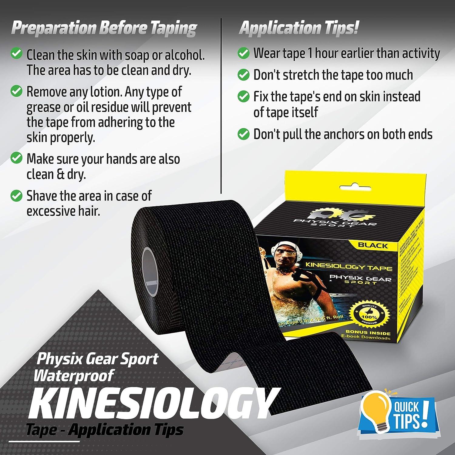 Physix Gear Kinesiology Tape Pro Waterproof Physio Sports Tape for