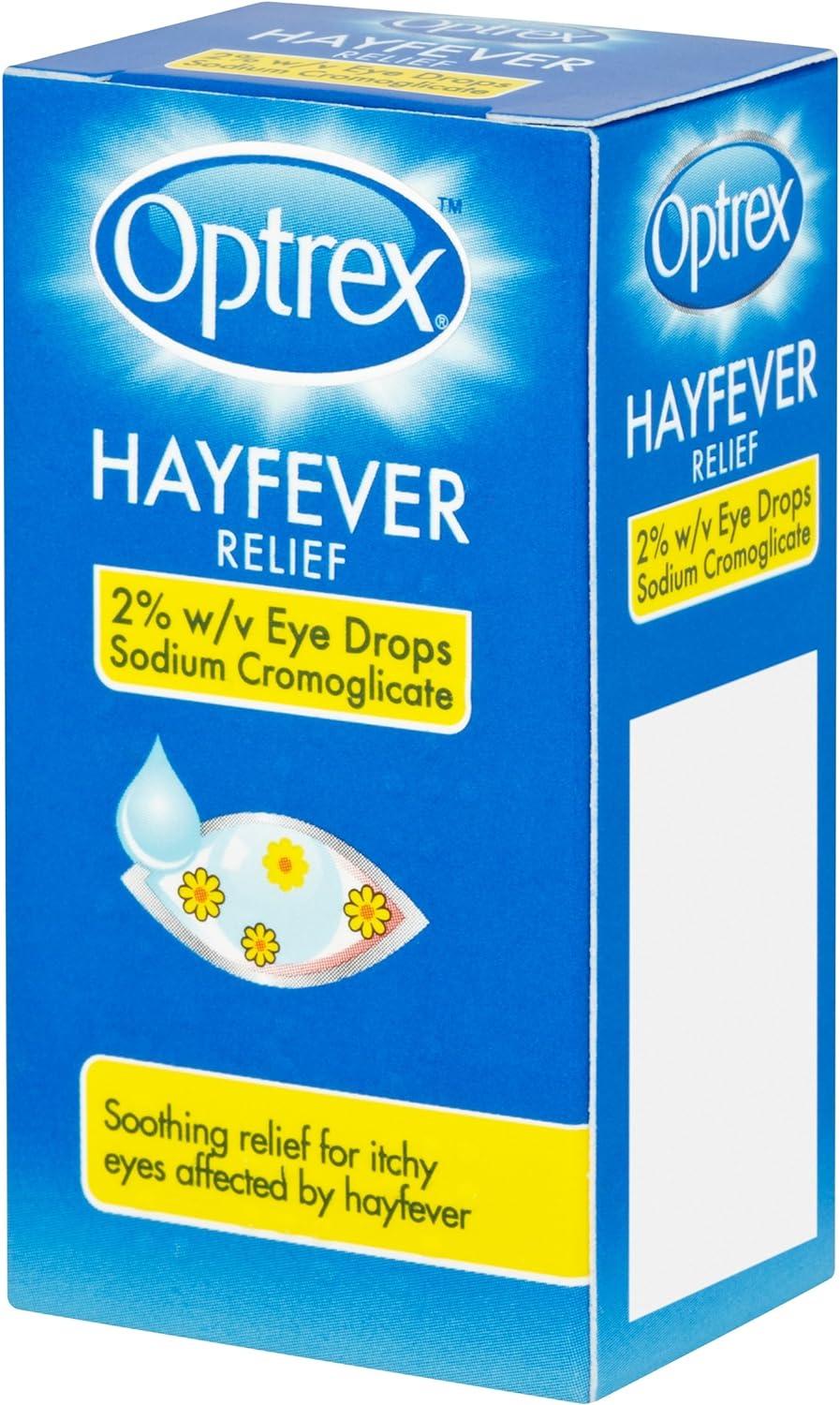 Optrex Hayfever Relief 2 w/v Eye Drops Sodium Cromoglicate Clinically Proven 10ml each Relieves
