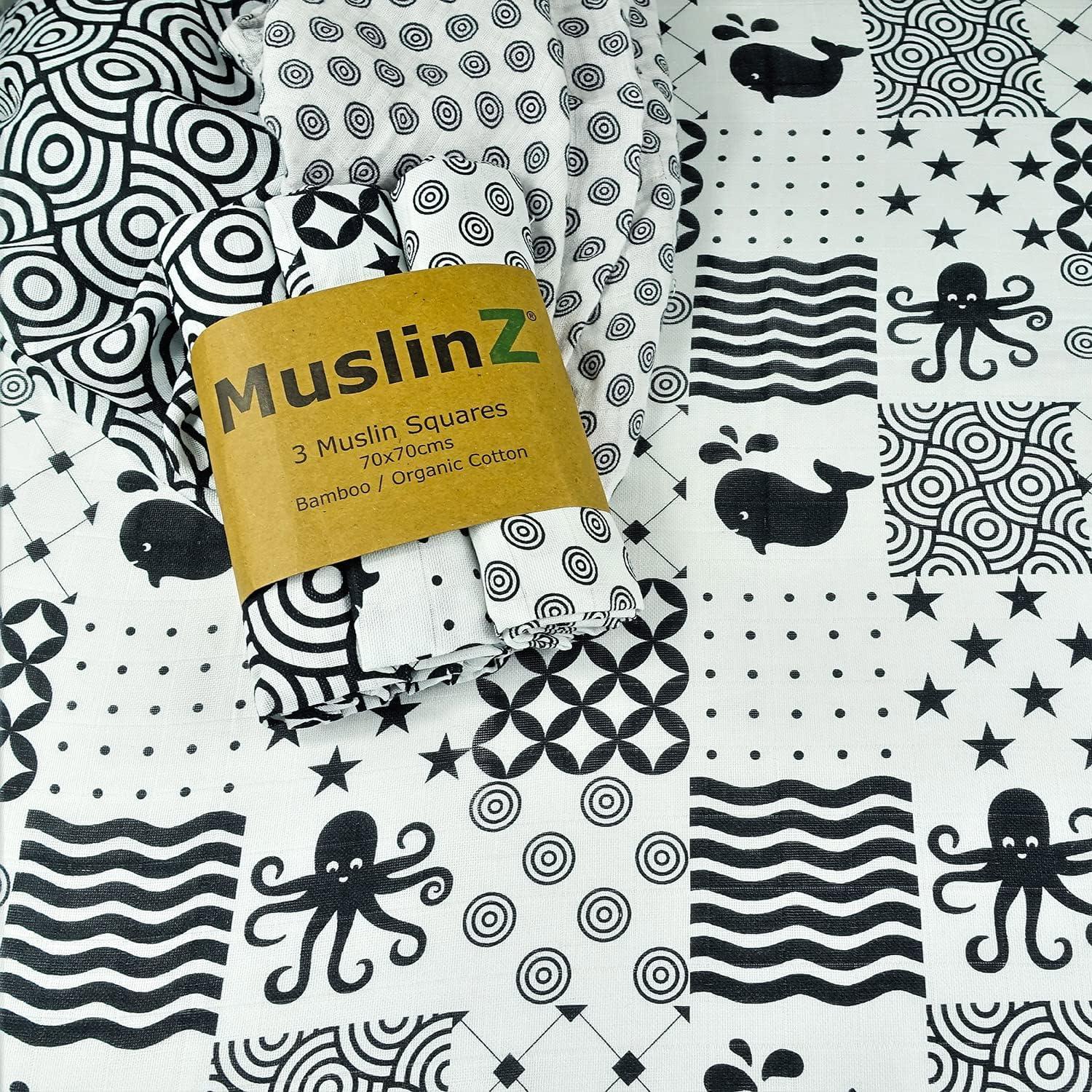 MuslinZ Sensory Muslin squares in Black and White for Visual