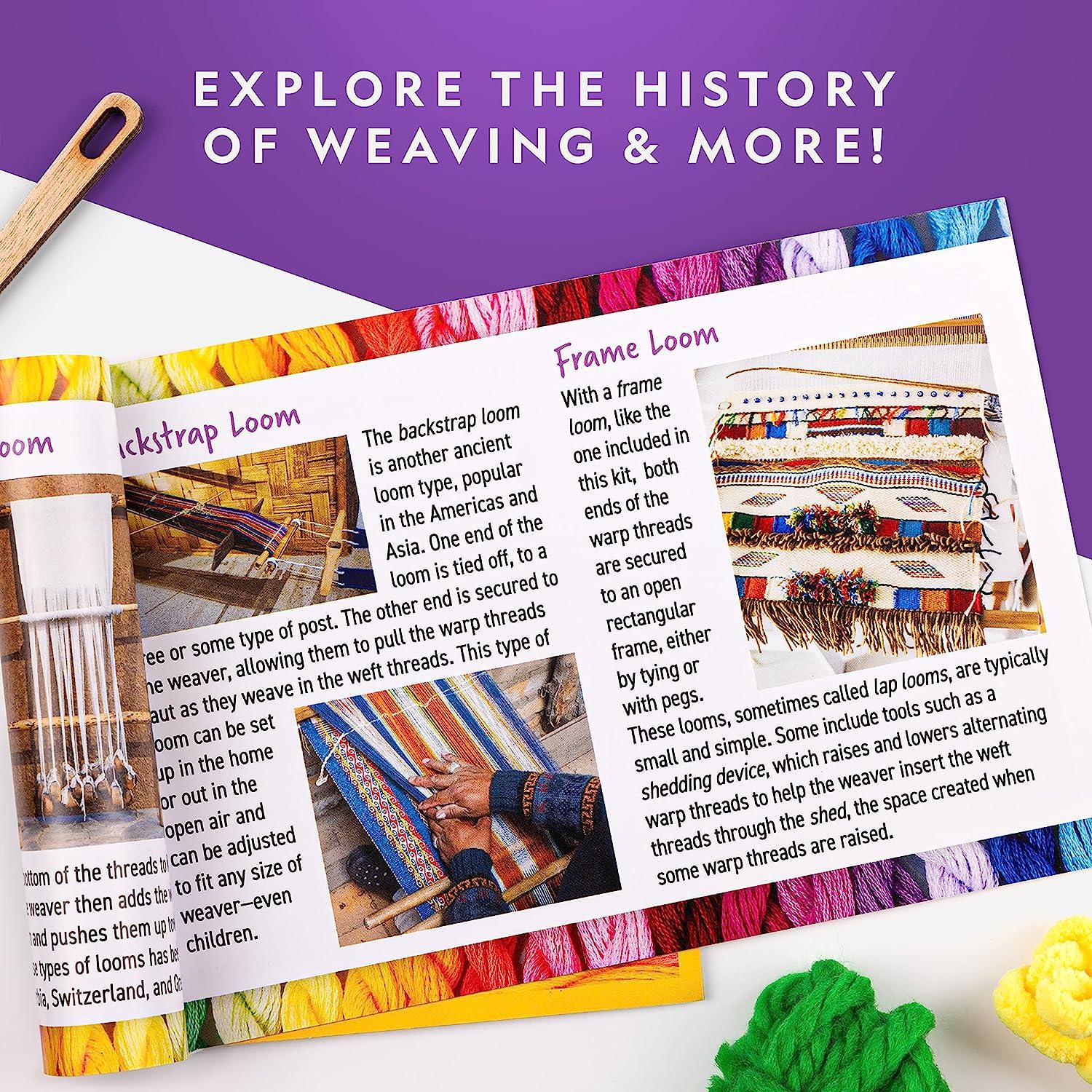 NATIONAL GEOGRAPHIC Kids Weaving Kit Fun Wooden Loom with Yarn & 3