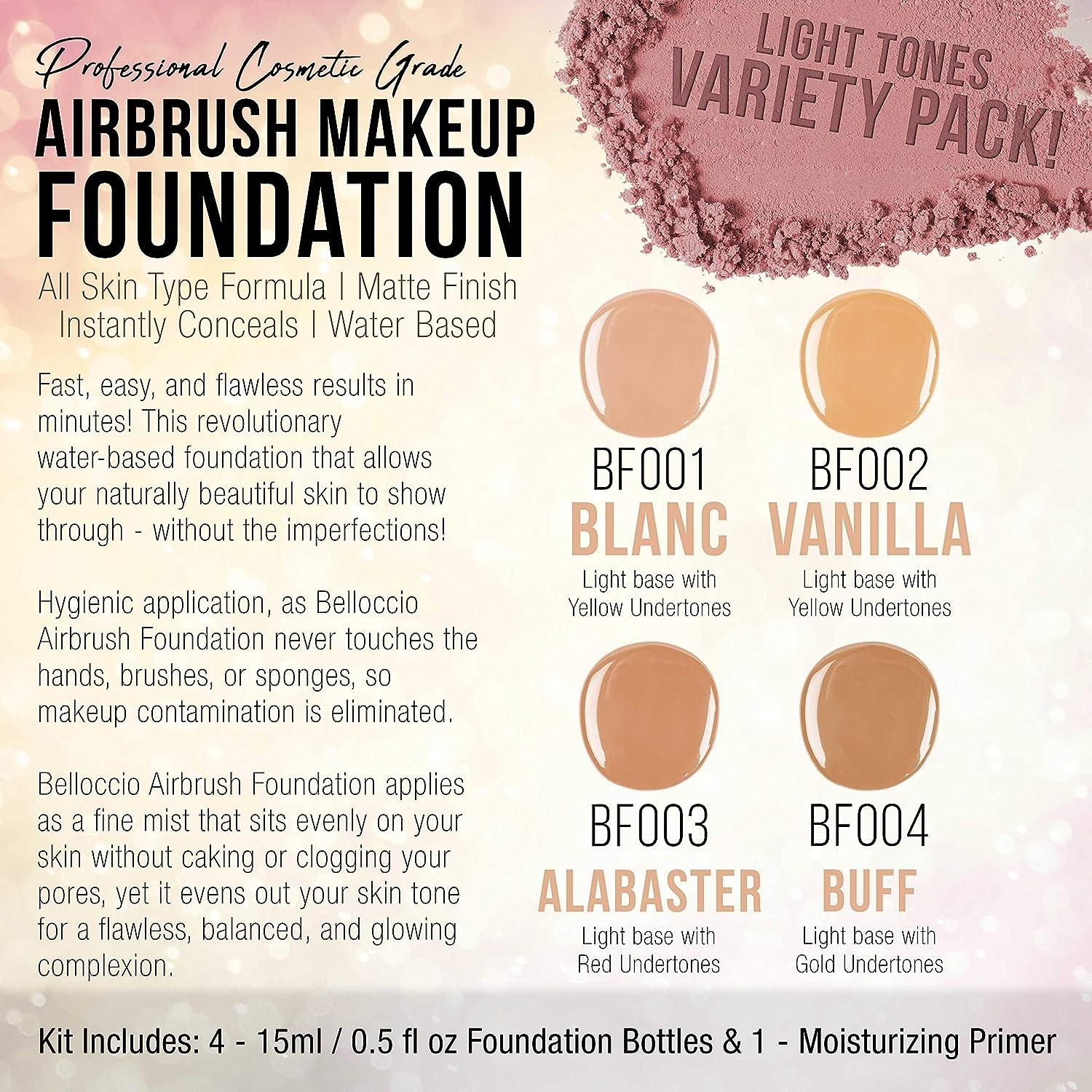 Belloccio Professional Airbrush Makeup Foundation; Vanilla Color Shade (1/2 oz.)