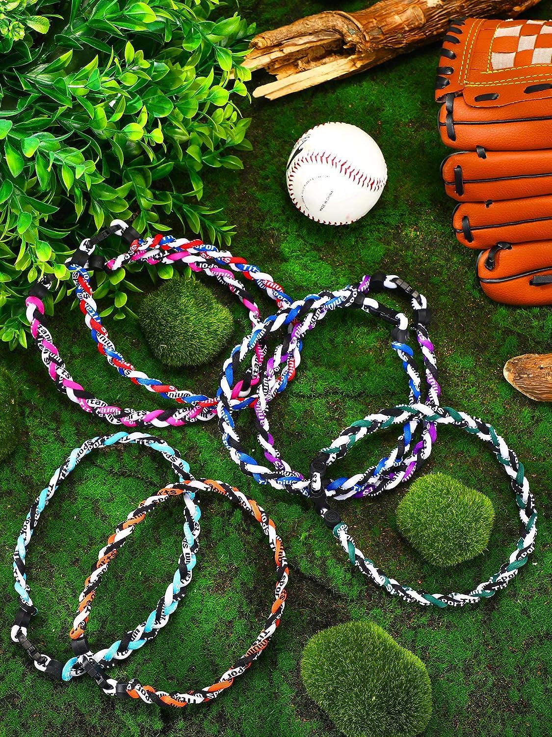 MTLEE 8 Pieces 18 Inches 3 Braided Rope Tornado Necklace Multiple Colors Braided  Baseball Necklaces