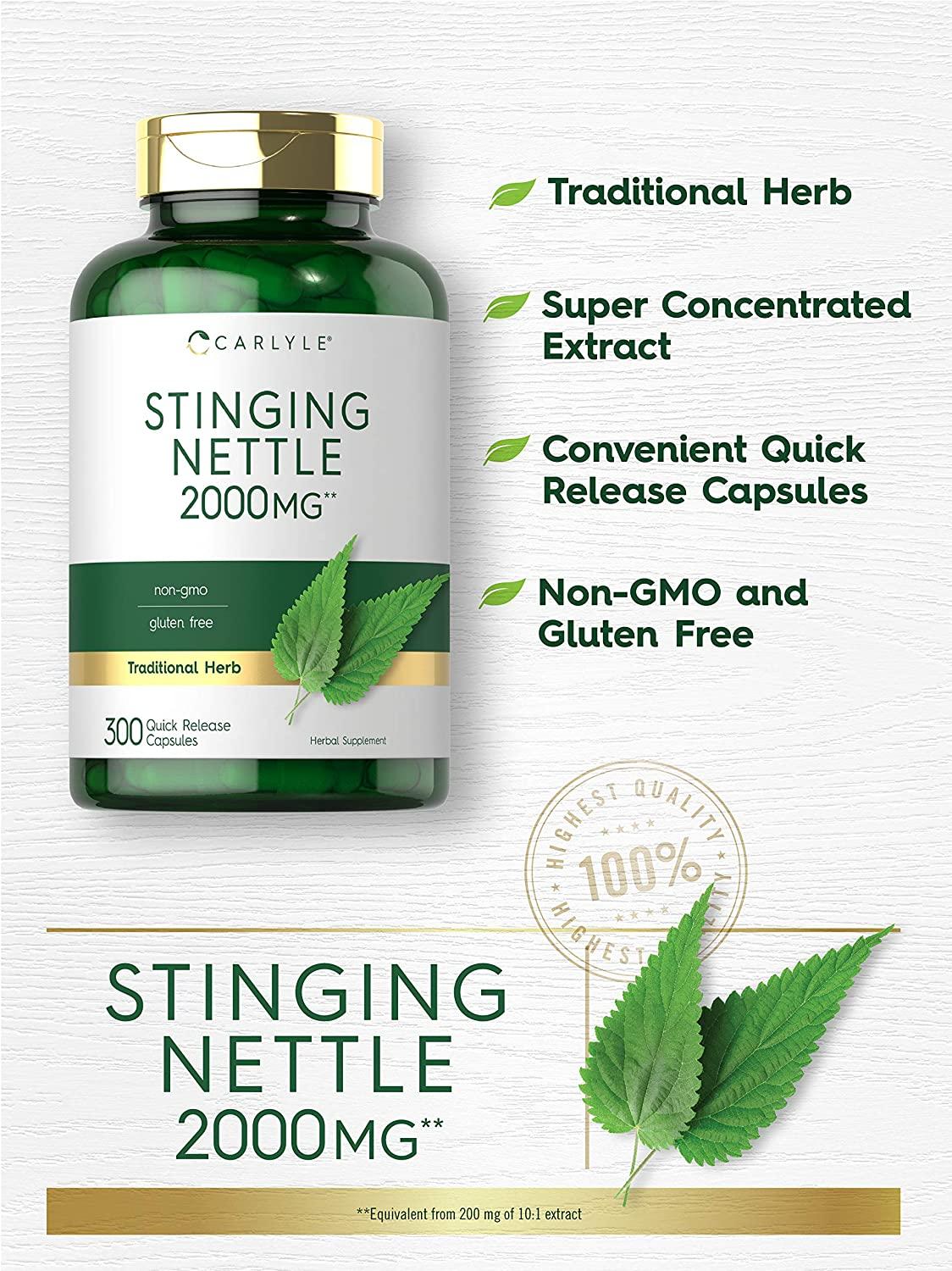 Stinging Nettle Leaf Extract 2000mg 300 Capsules NonGMO & Gluten