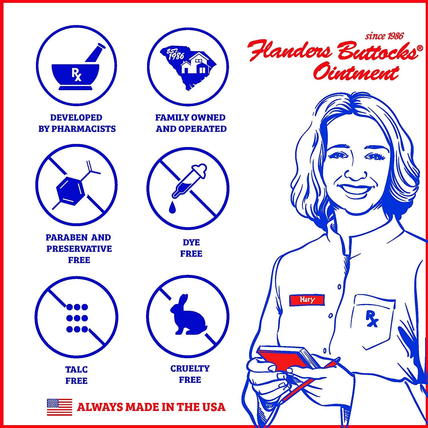 Flanders Buttocks Ointment 4oz (Pack of 2) Diaper Rash Cream for