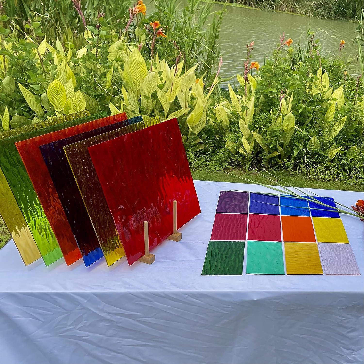 Unicoshape 12 Sheets Stained Glass Sheets Pack, 6" X 4" Cathedral Glass