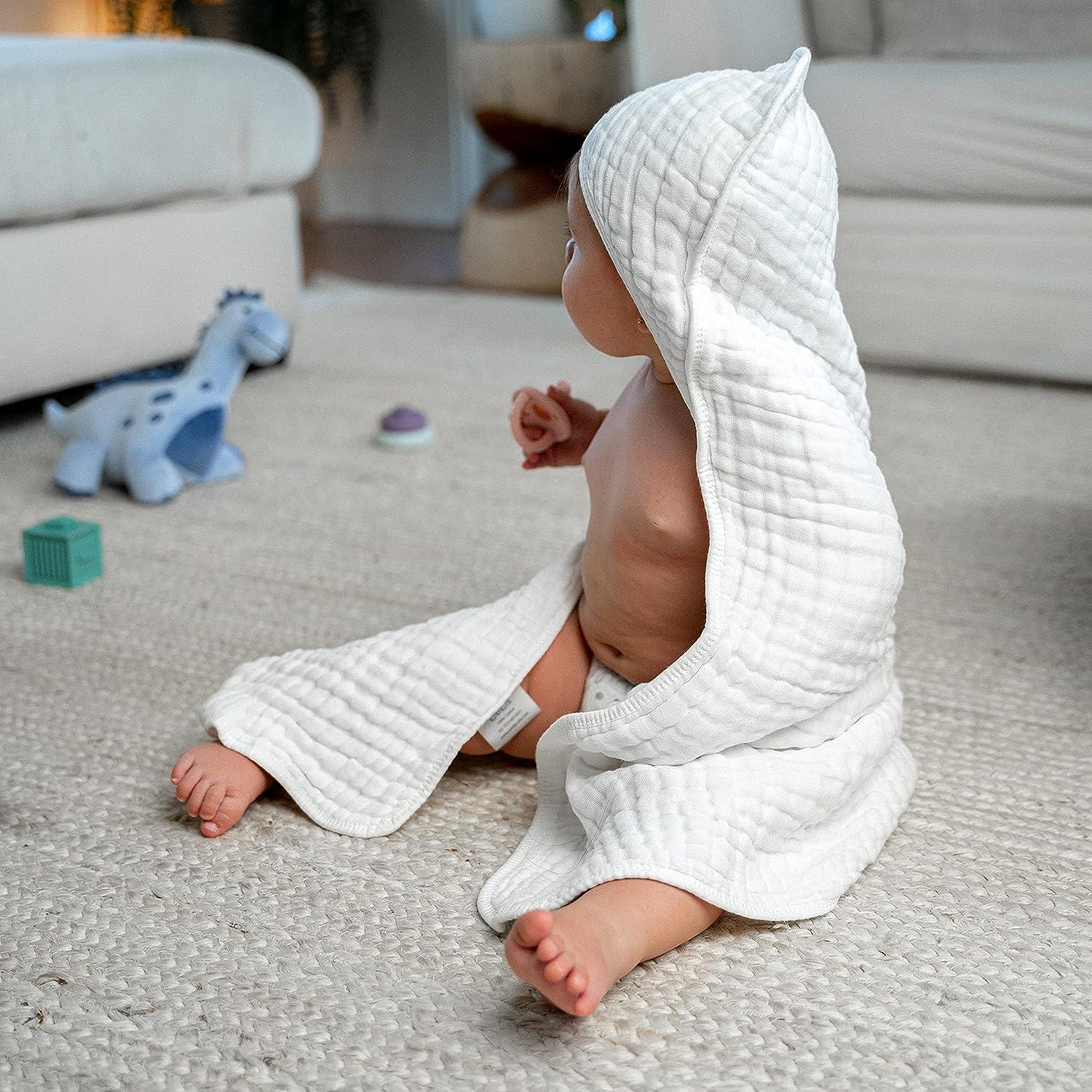Baby Hooded Muslin Cotton Towel For Kids By Comfy Cubs : Target