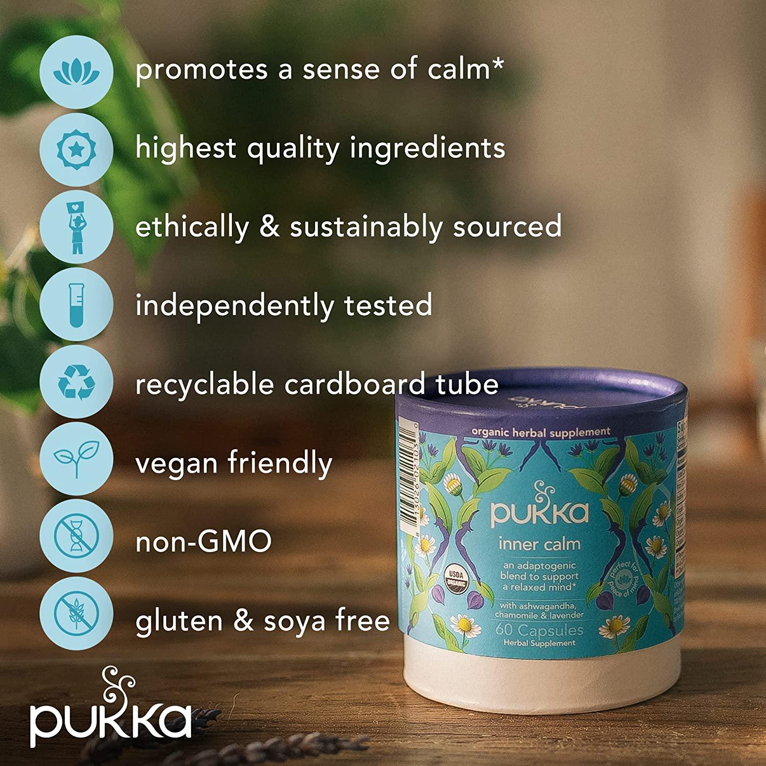 Pukka, Inner Calm, Ashwagandha, Chamomile and Lavender, Organic Herbal