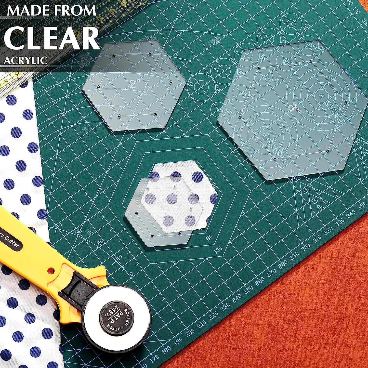 6 Pieces Hexagon Quilting Templates 1 Inch, 1.5 Inch, 2 Inch, 3 Inch, 4  Inch, 5 Inch with 1/4 Inch Seam Allowance, Acrylic Quilting Templates for  DIY Quilting Sewing Crafts