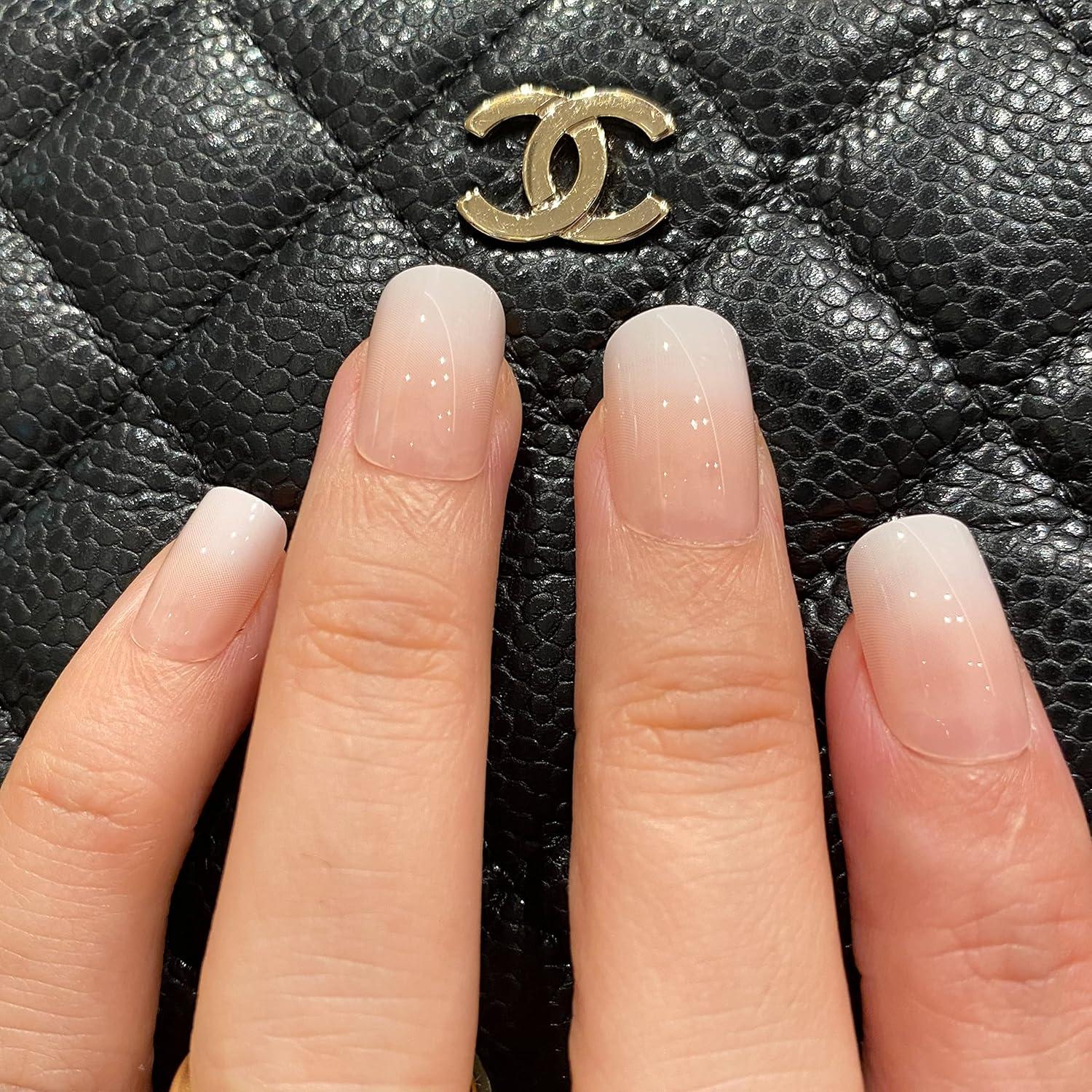 Shop Novo Ovo Short Angular Ombre French Tip Press-On Nails Pink