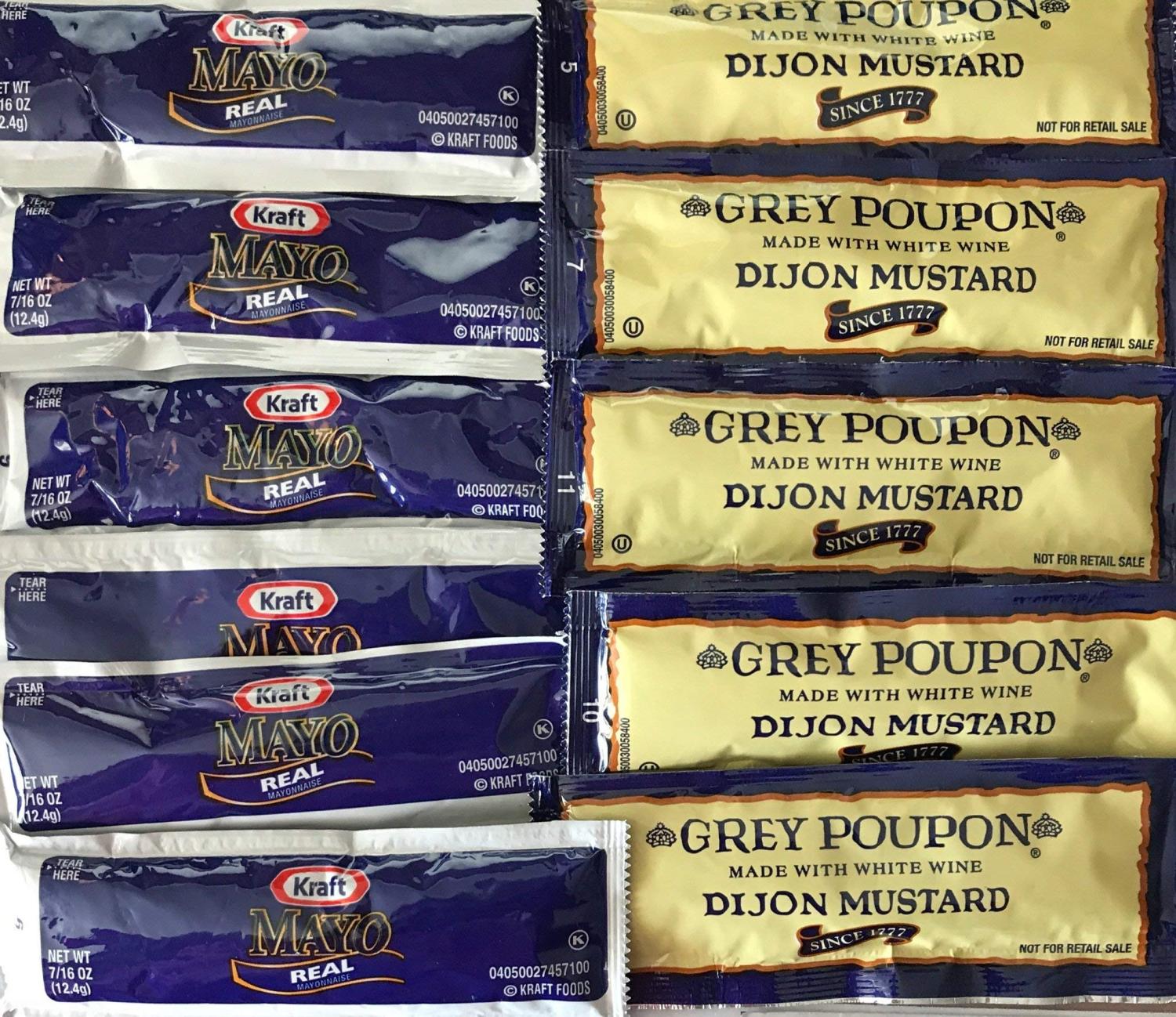 Grey Poupon Dijon Mustard and Kraft Mayonnaise / 25 each Mayo and