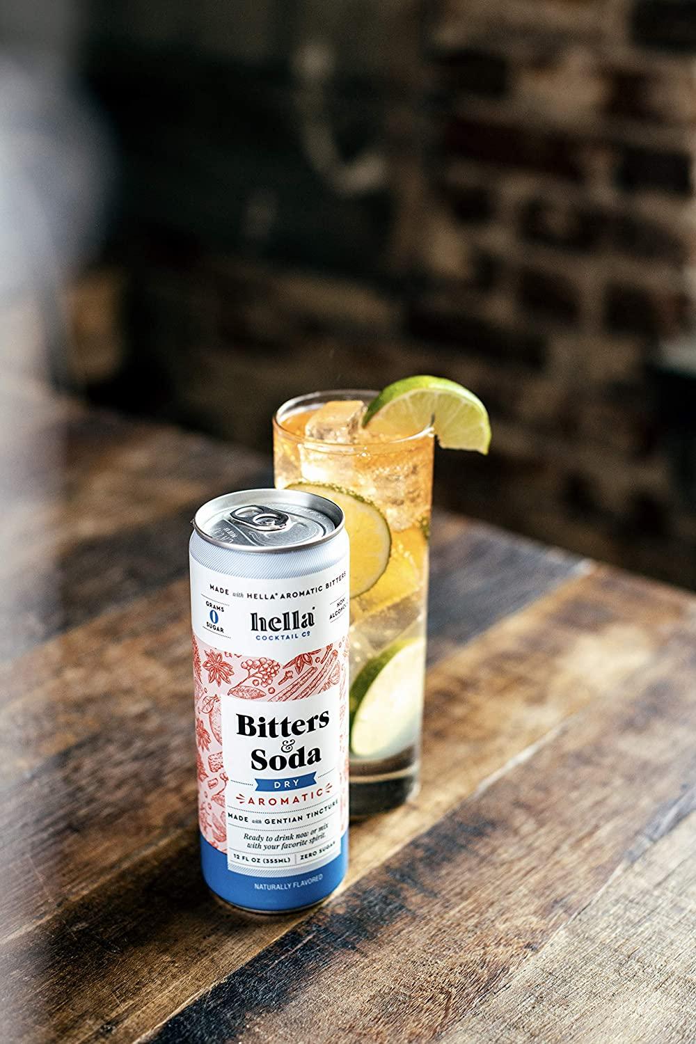 Hella Cocktail Co. Classic Dry Aromatic Bitters & Soda 12oz Cans (Case of 12) Ready to Drink