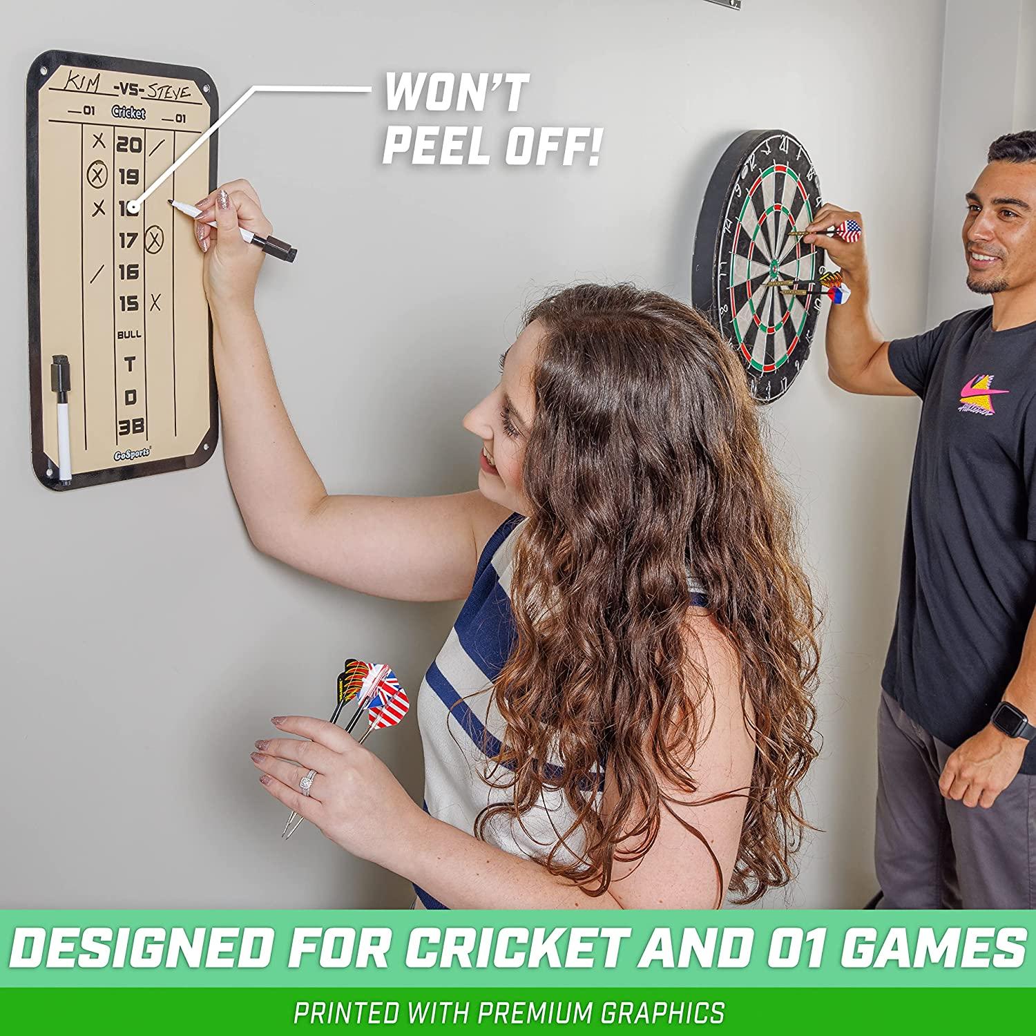 GoSports Dry Erase Steel Darts Scoreboard for Cricket and 01 Dart Games