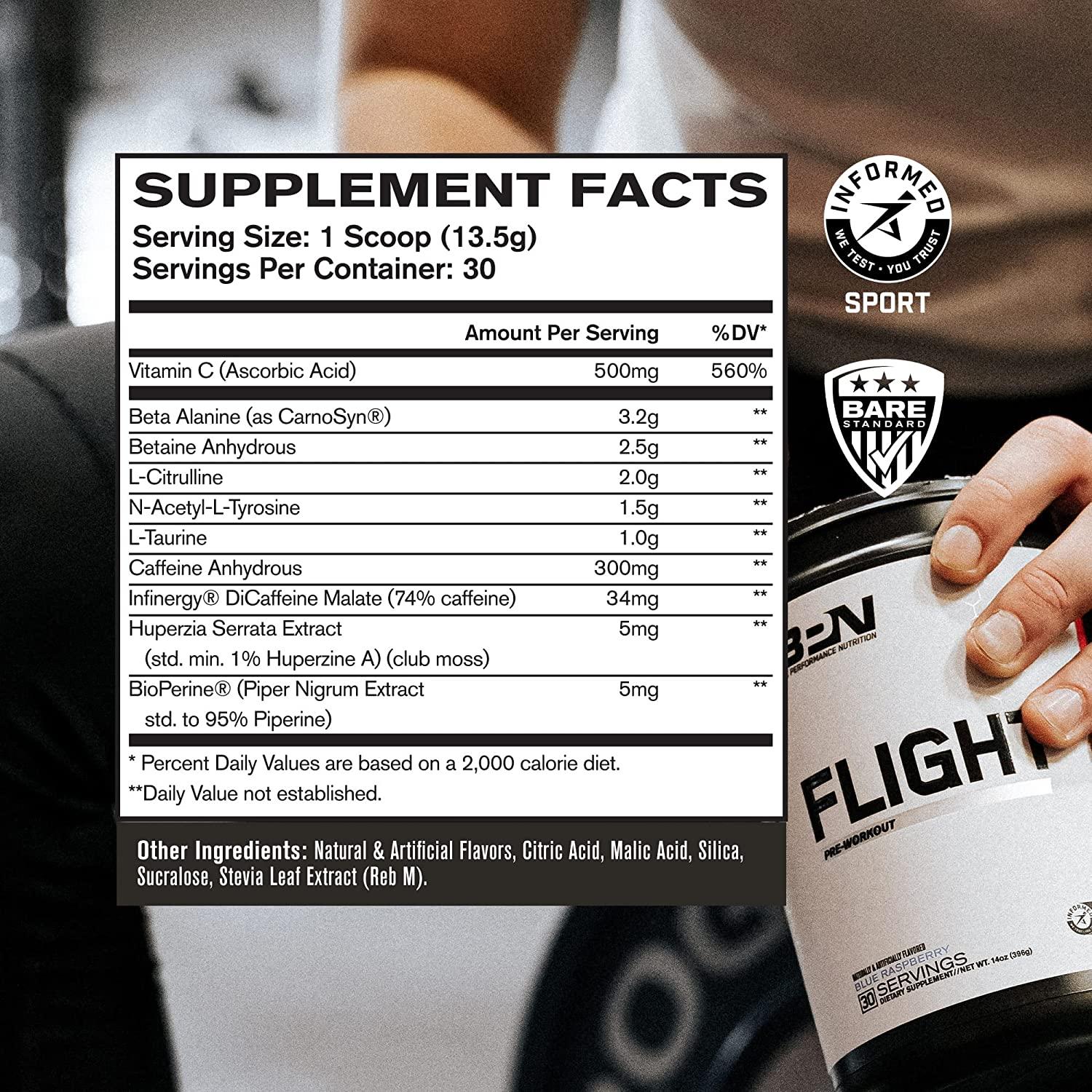 Bare Performance Nutrition Flight Pre Workout Energy, Focus