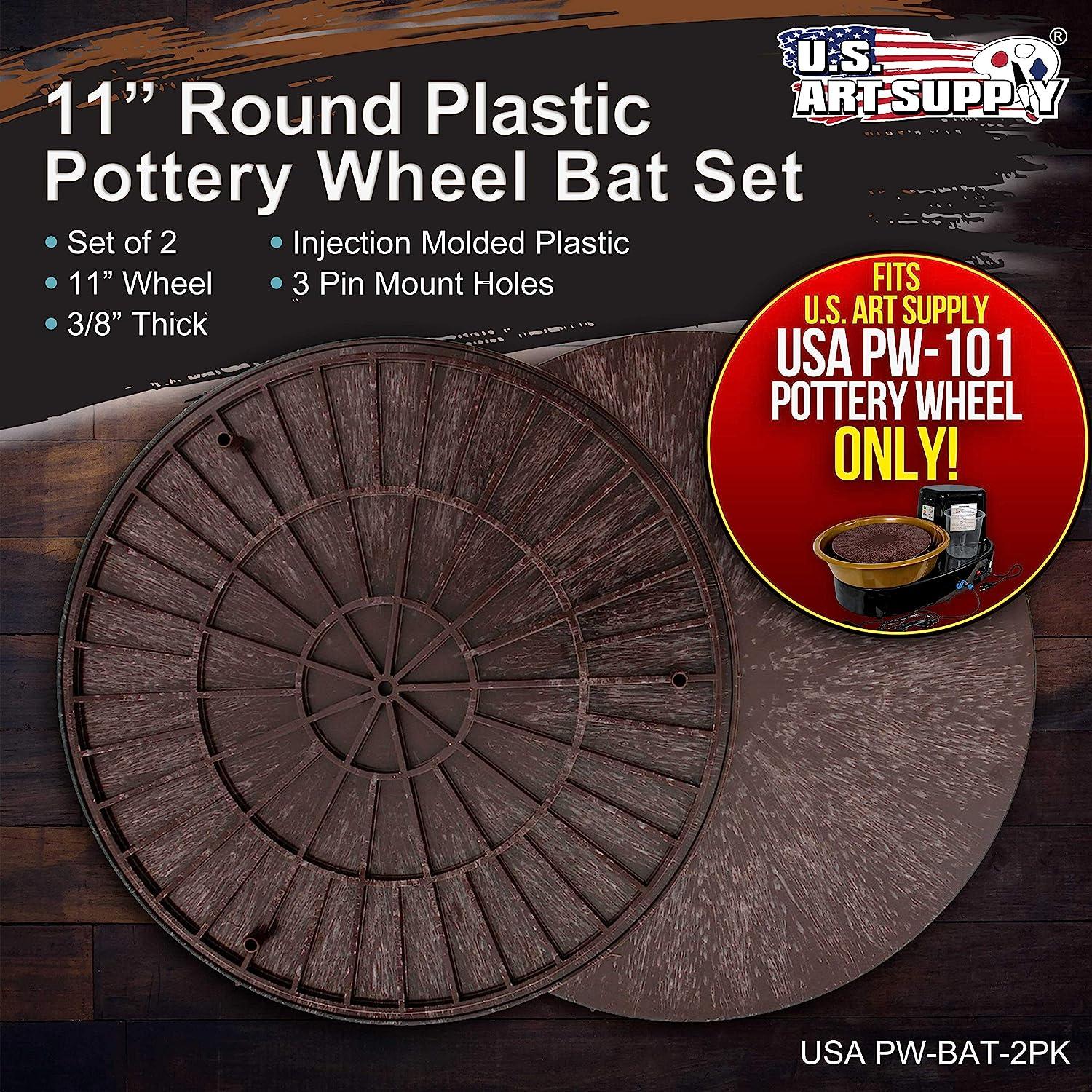 US Art Supply - 11 Round Plastic Pottery Wheel Bats, Set of 2 - Durable,  Balanced Bat for Use Spinning Clay & Making Ceramics - Design to Only Fit  US