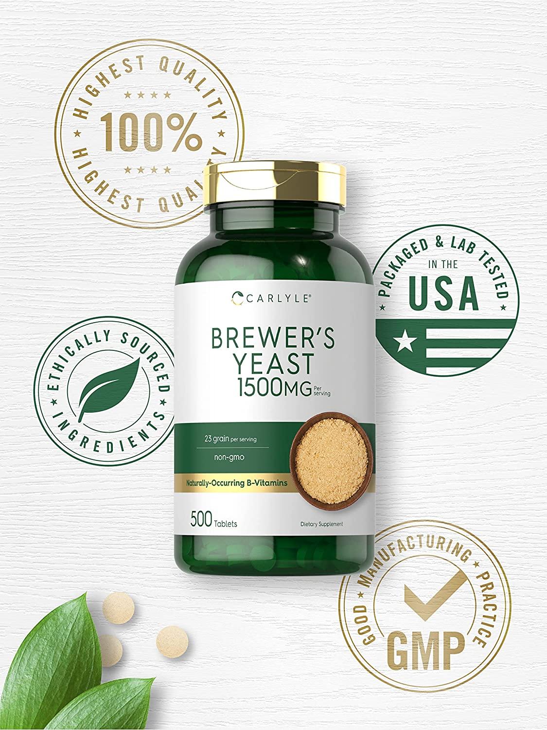 Brewers Yeast Tablets 500 Count 1500mg NonGMO & Gluten Free by