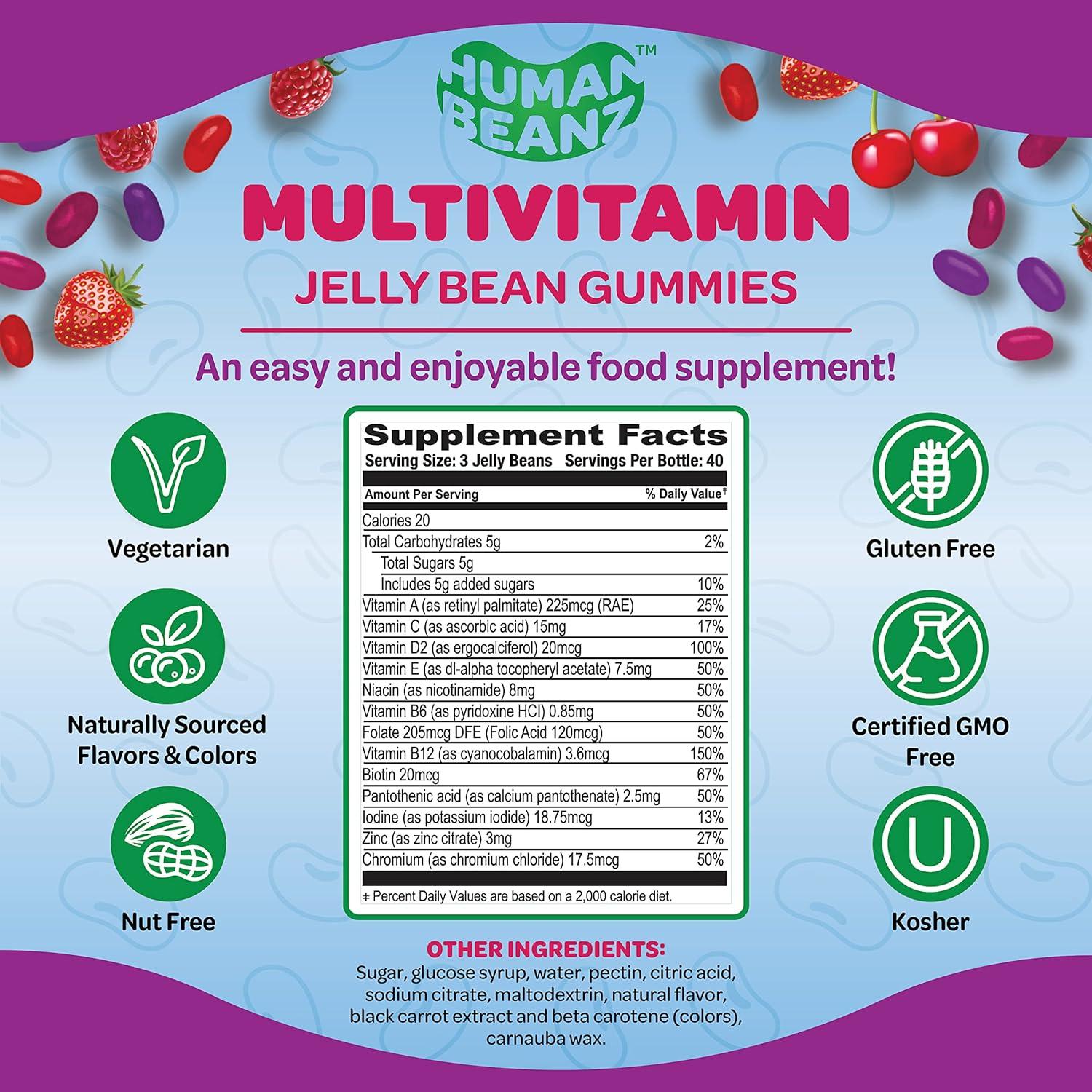 Human Beanz Jelly Bean Gummy Vitamins Bundle Biotin Extra Strength