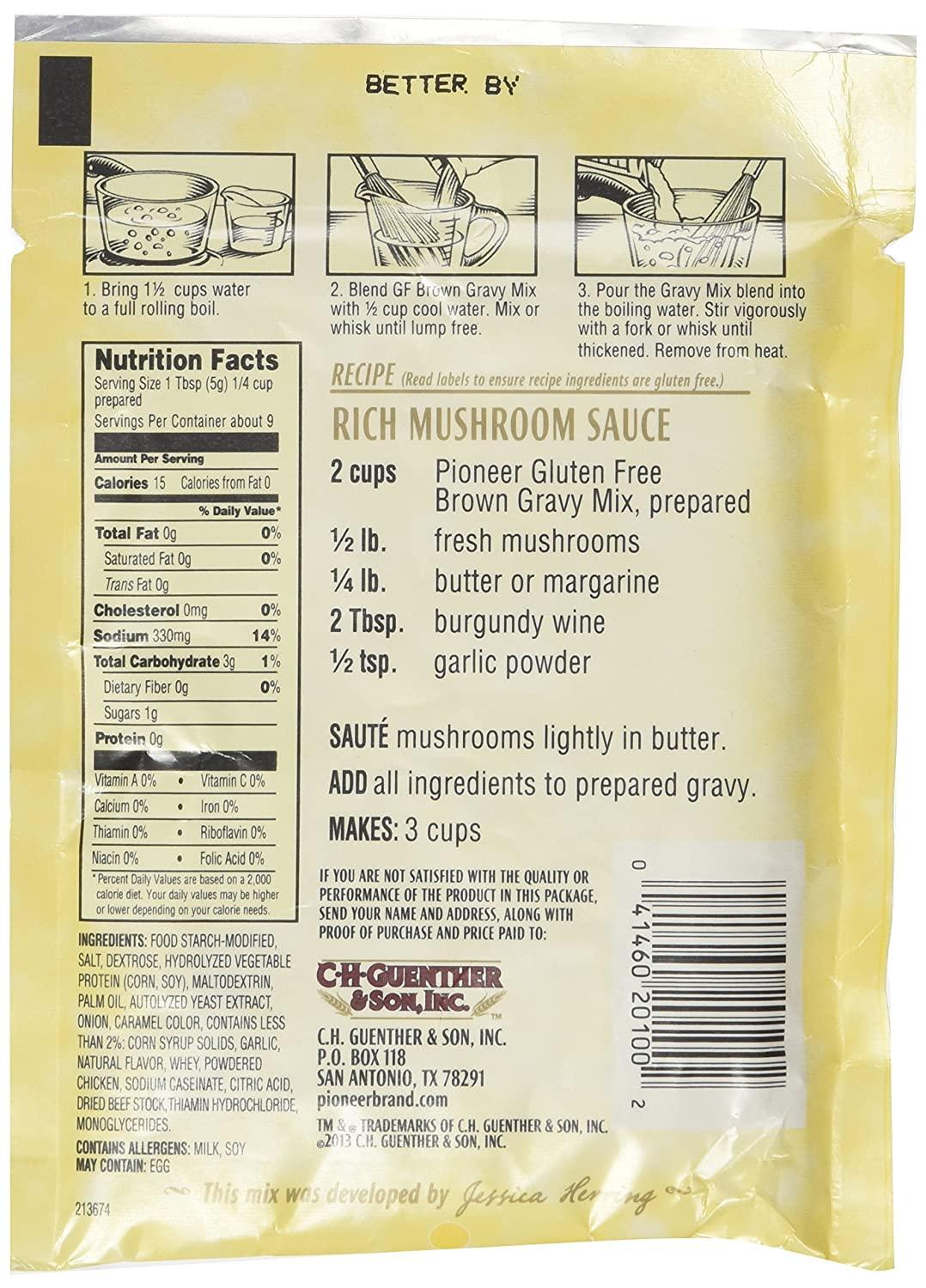 Pioneer Brand Gluten Free Brown Gravy Mix 1.61 Oz (Pack of 6)