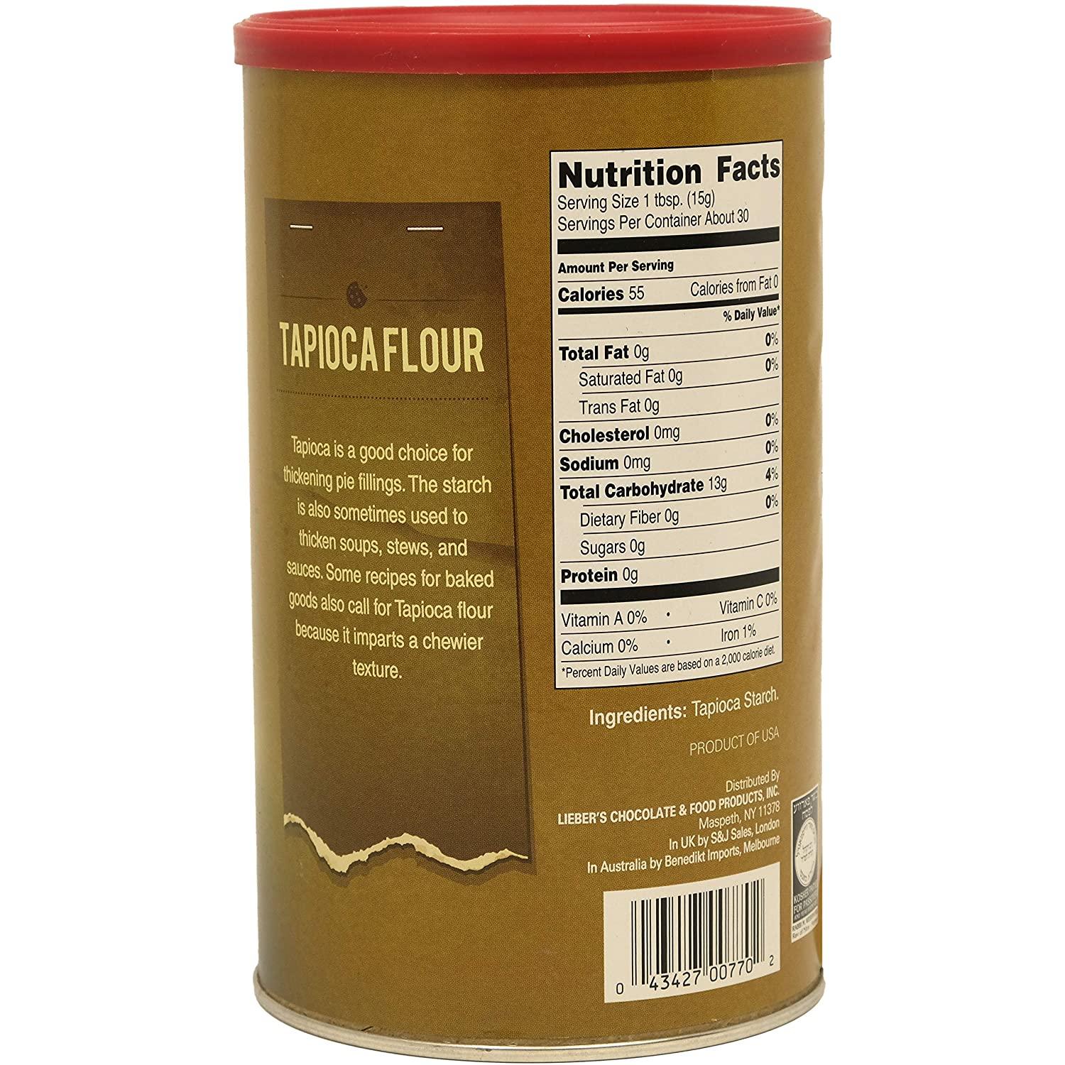 Lieber's Tapioca Flour Starch GlutenFree, Kosher For Passover, 16 Ounce Resealable Canister
