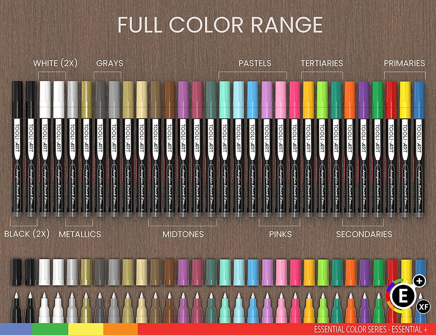Tooli-Art Acrylic Paint Pens 36 Set Skin & Earth Tones Medium