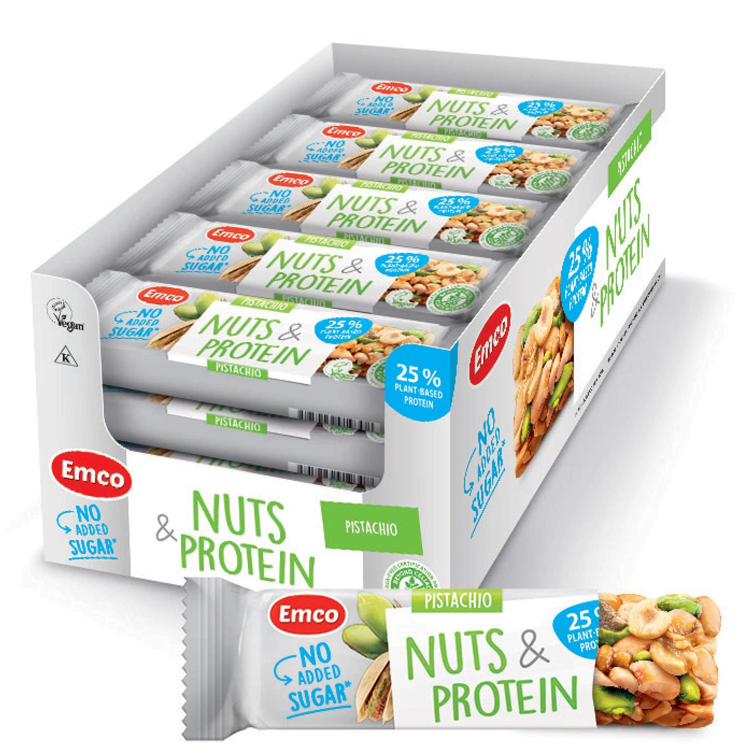 Pistachio Nuts & Protein Bars by Emco Keto Snacks Gluten Free, Low