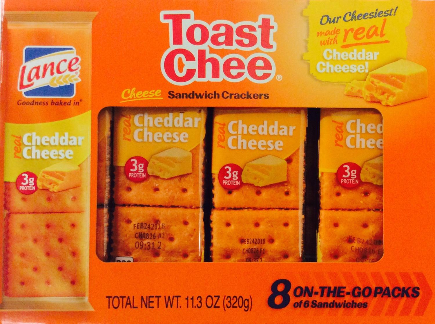 Lance Toast Chee Cheddar Cheese Sandwich Crackers 8 OnTheGo Packs of