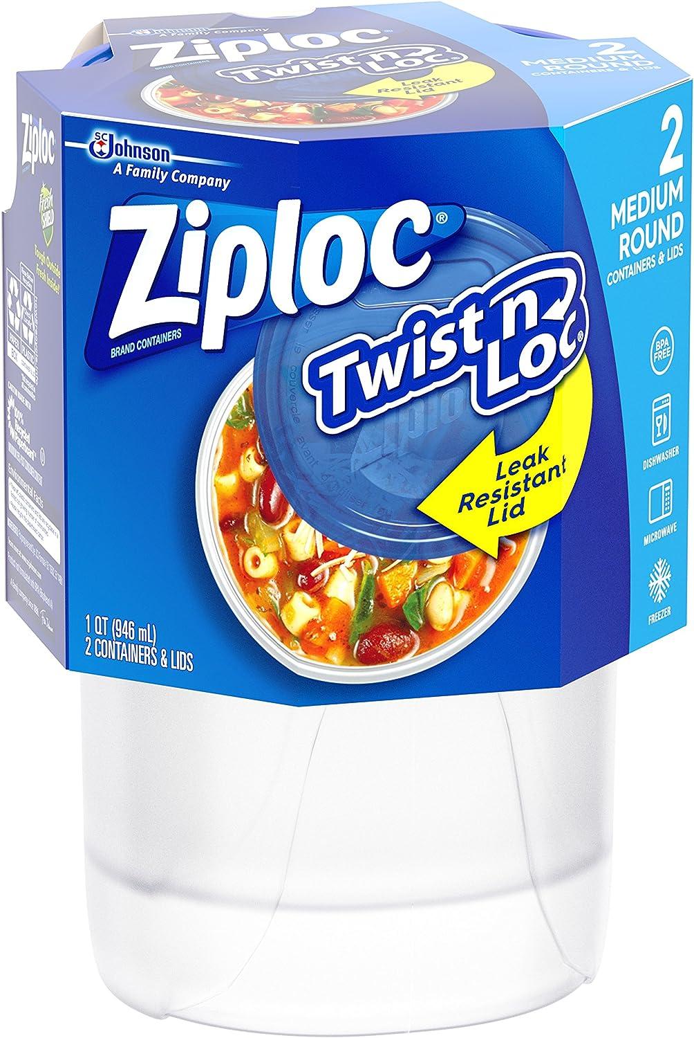 Ziploc Twist 'n Loc Containers for Food, Travel, and Organization