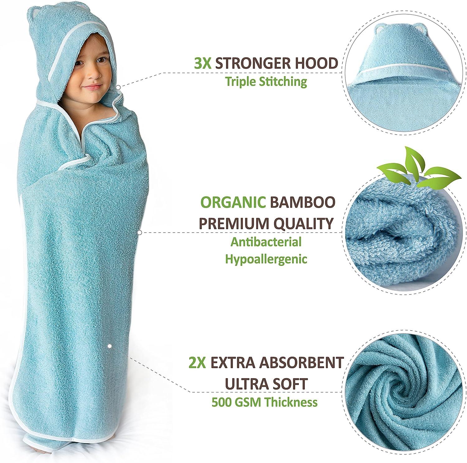 Premium Organic Bamboo Toddler Hooded Bath Towel Large Hooded Towel