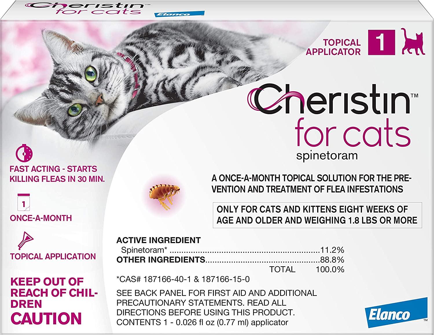 Cheristin for Cats Topical Flea Prevention Starts Killing Fleas in 30