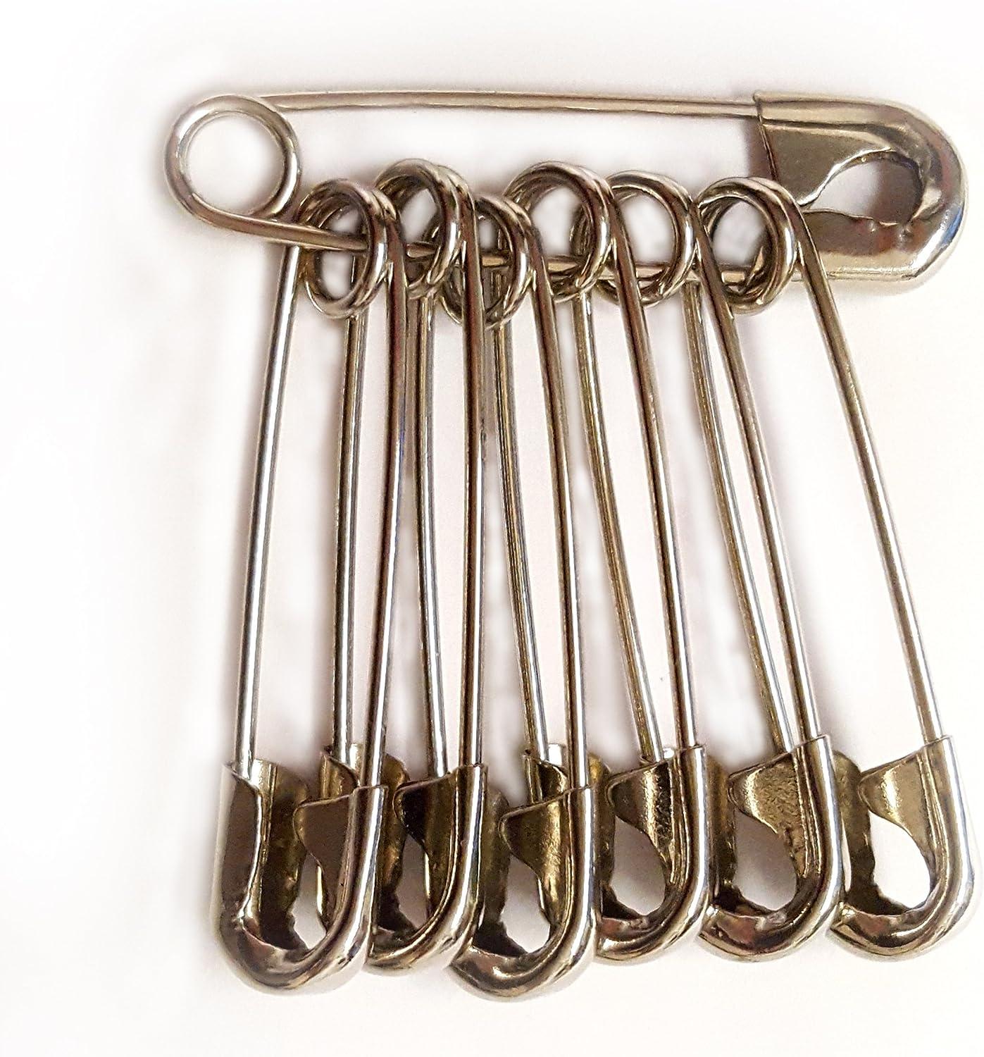  NiftyPlaza Extra Large 2 inch Safety Pins - Heavy Duty Large  Safety Pins, Silver Safety Pins, Safety Pin 2 inch, 2 inch Safety pins  Bulk, Diapers, Laundry, Hijab Rust Resistant (100 Safety Pins)