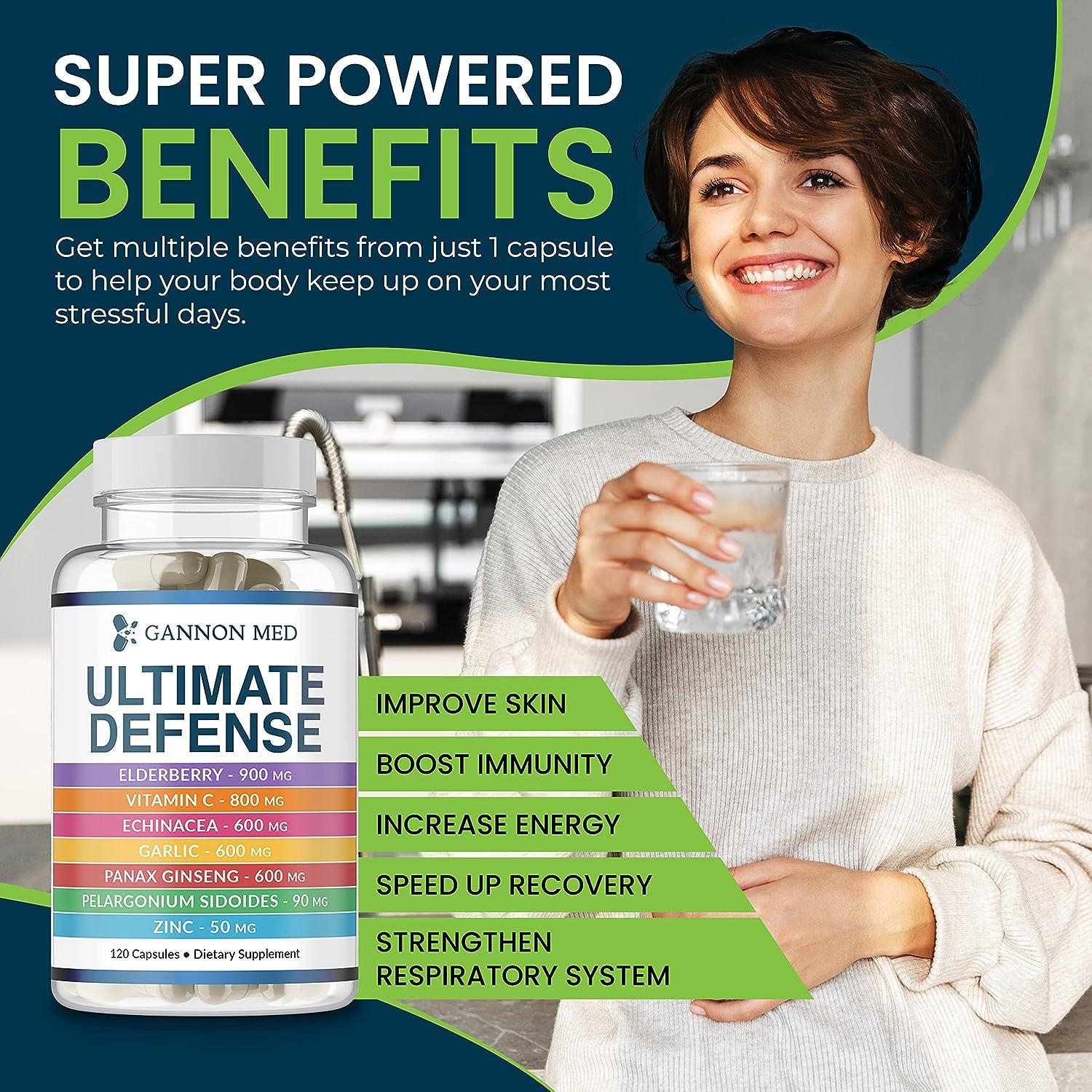 GANNON MED Ultimate Defense Immunity Vitamins 120 Capsules for Adults