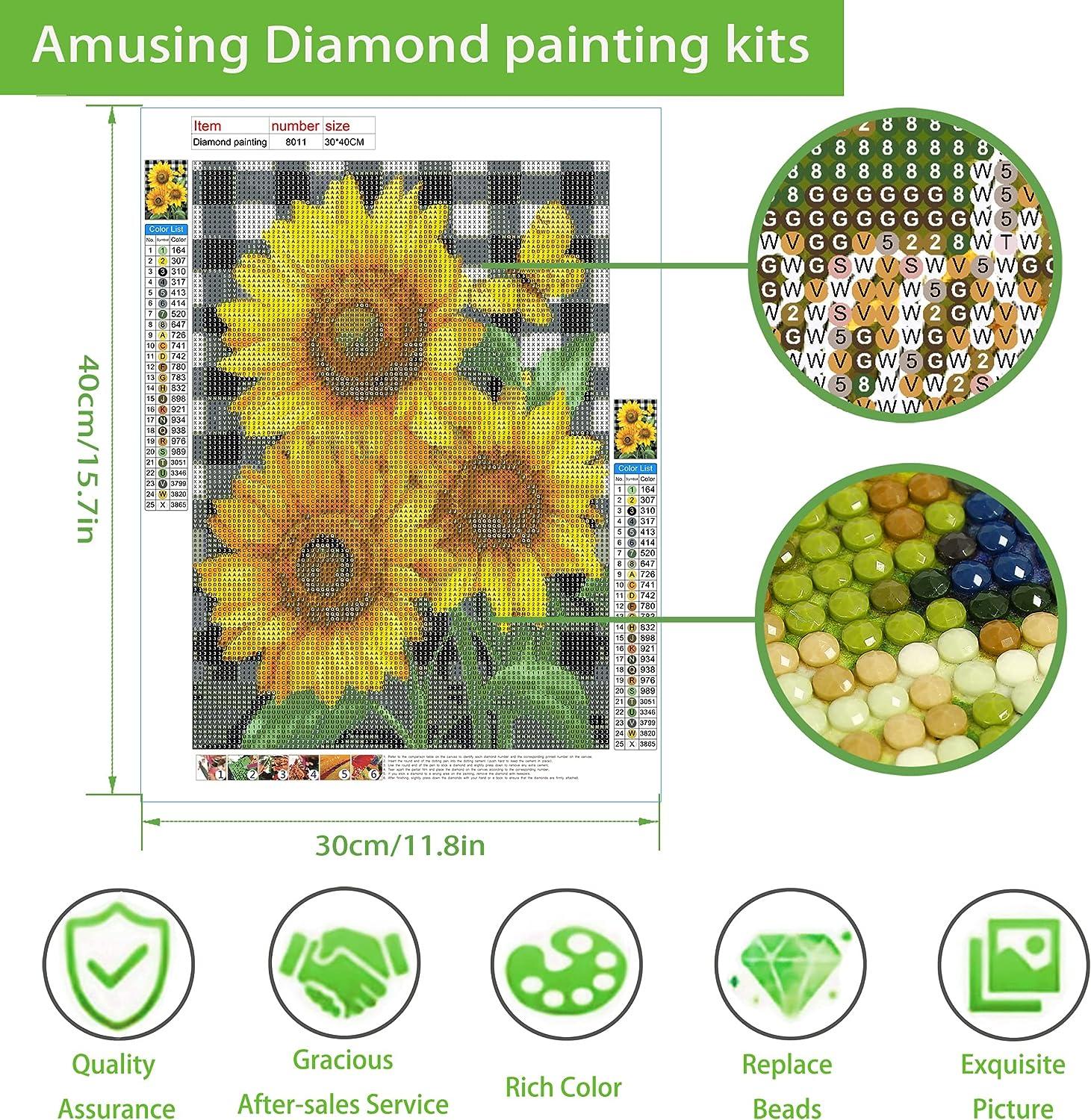 Griolams Diamond Art Kits Sunflower Full Diamond Painting Kits for Adults 5D Gem Art Painting with Diamonds Home Wall Decor(12 * 16) White