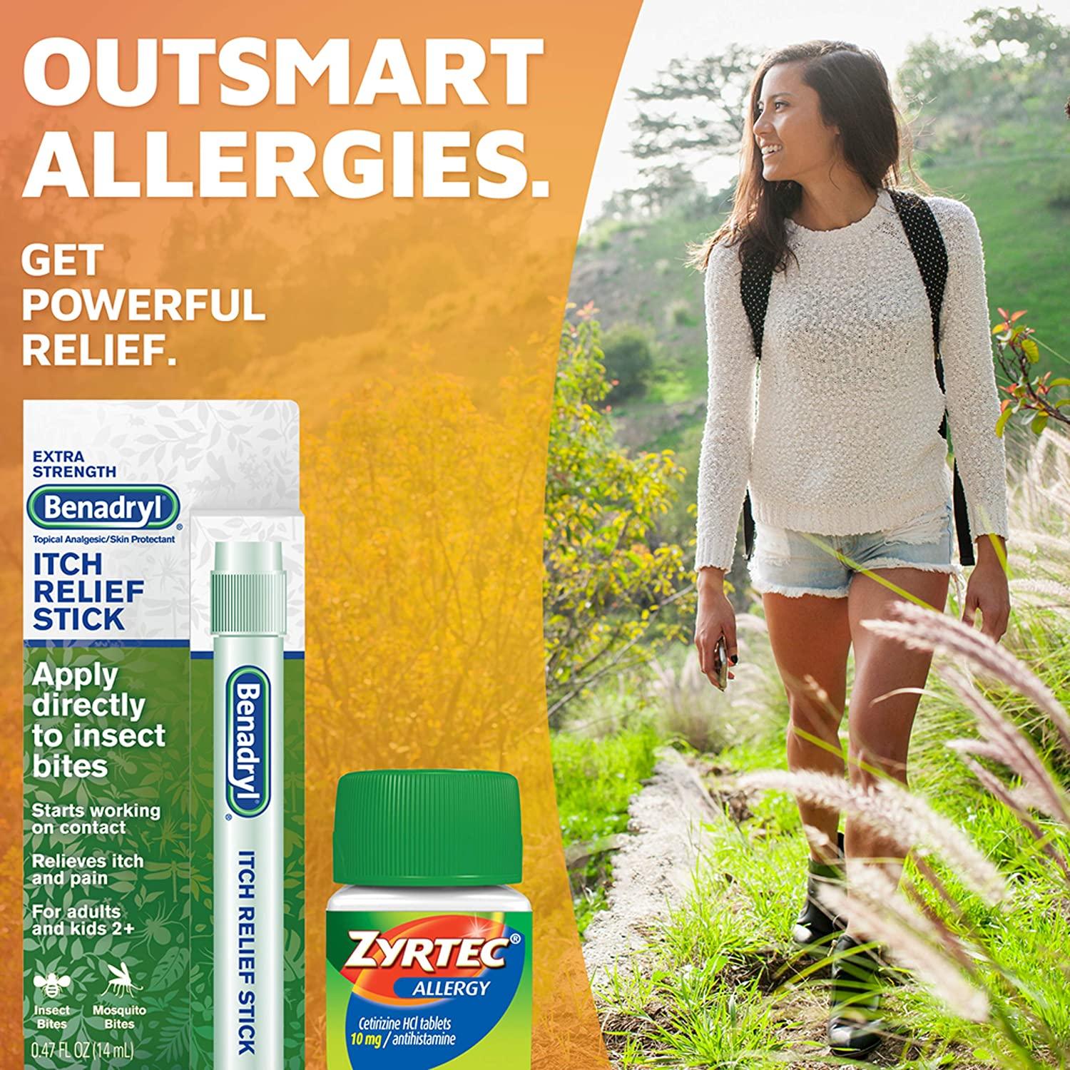 Zyrtec 24 Hour Allergy Relief Tablets & Benadryl Itch Relief Stick
