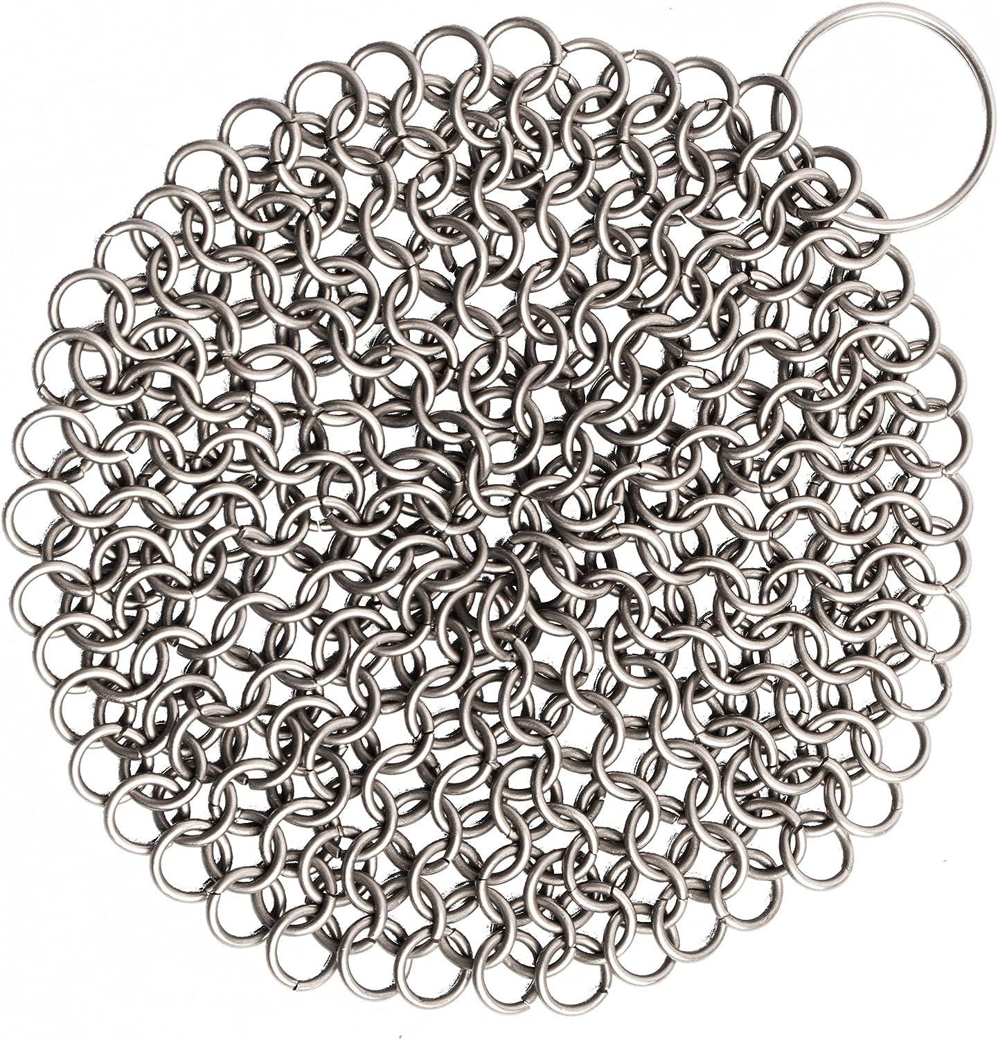 Chainmail Stainless Steel Scrubber, Ideal for Cleaning Cast Iron Skillet,  Wok, Cooking Pot, Griddle or Cast Iron Cauldron Maintenance 