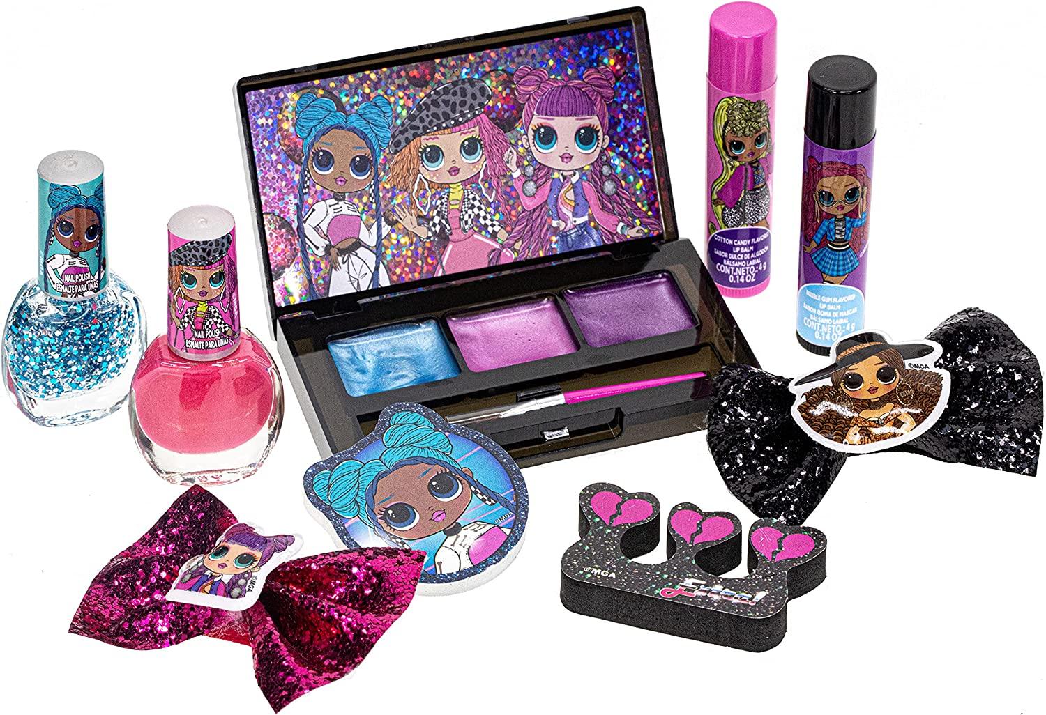 L.O.L Surprise! Townley Girl Backpack Cosmetic Makeup Set with Flip-up  Mirror includes Lip Gloss, Nail Polish, Hair Bow & more for Kid Tweens Girls,  Ages 3+ perfect for Parties, Sleepovers & Makeovers