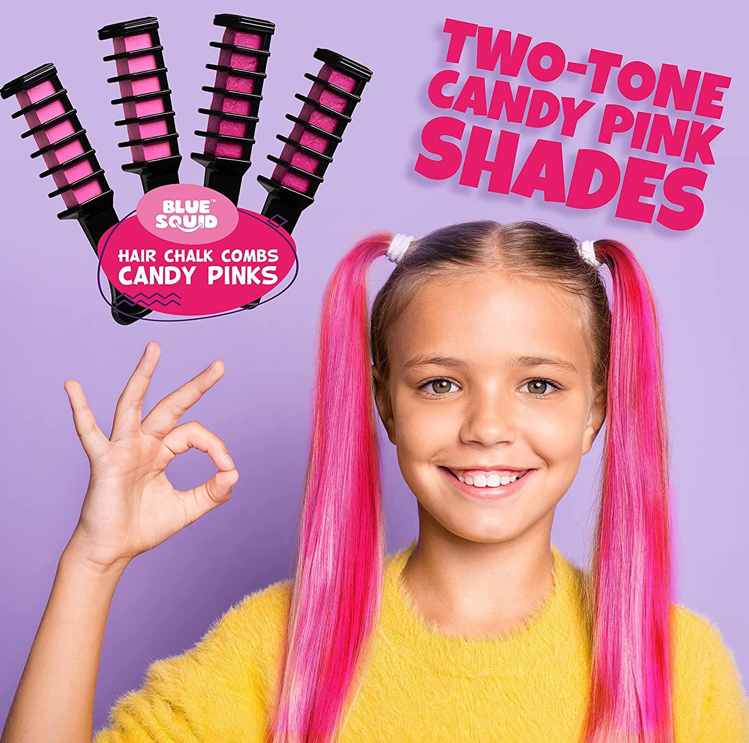 Blue Squid Hair Chalk Combs for Girls Vibrant Temporary Hair Color