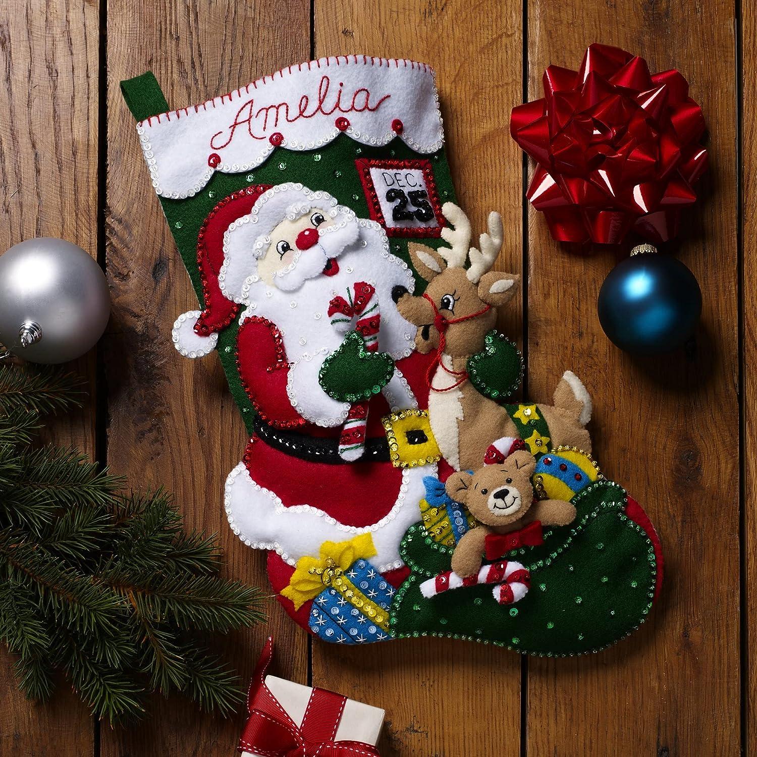 Bucilla, Santa's Barn Friends, Felt Applique Christmas Stocking, 18