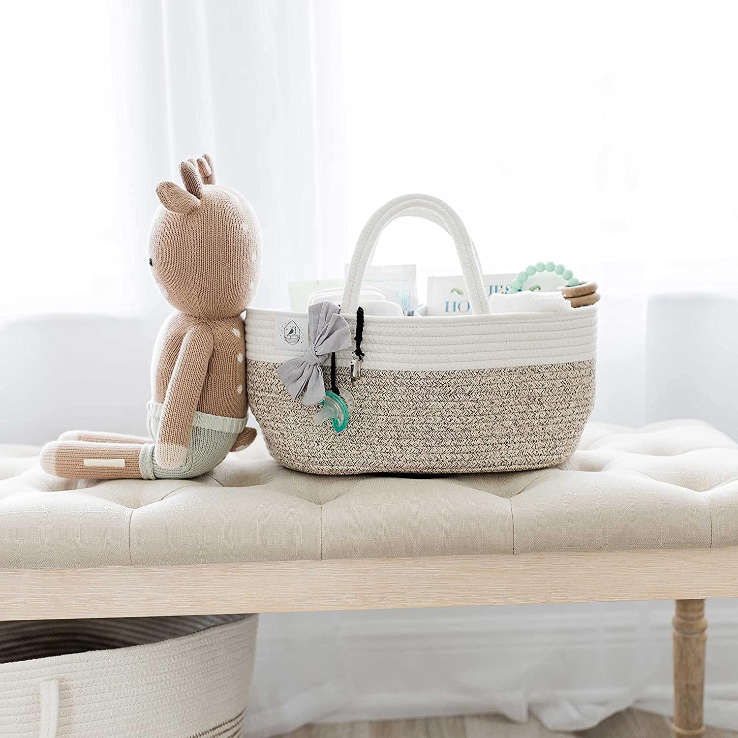 OrganiHaus Rope Diaper Caddy Basket & Baby Changing Basket Diaper