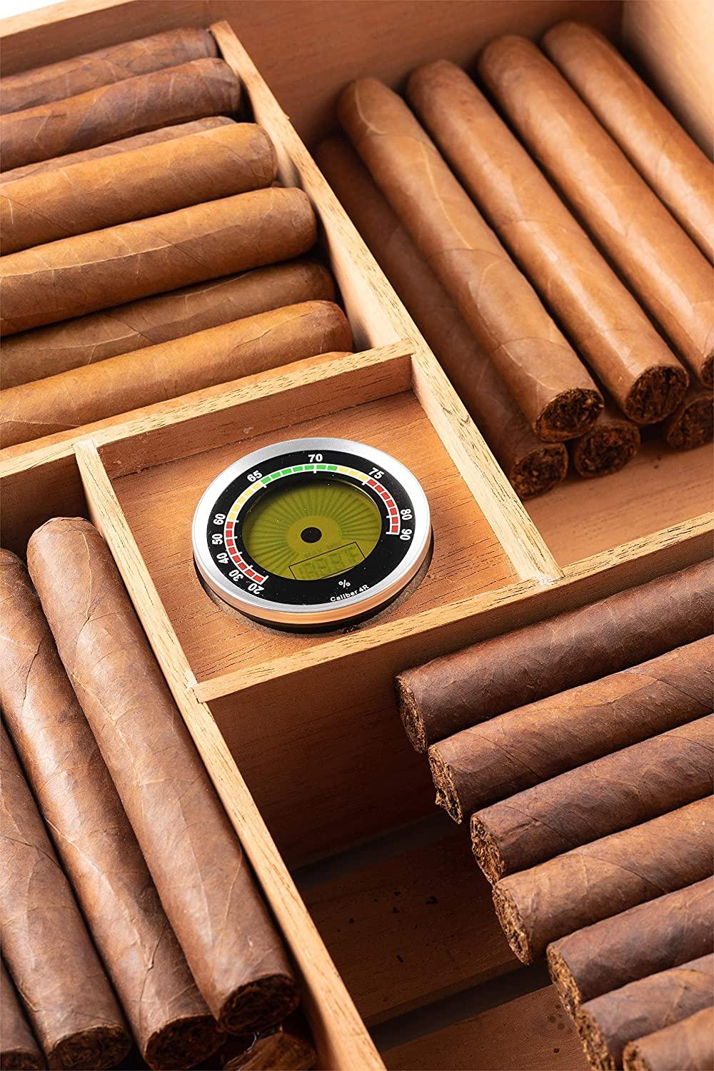 Caliber 4R Silver Digital/Analog Hygrometer by Western Humidor The