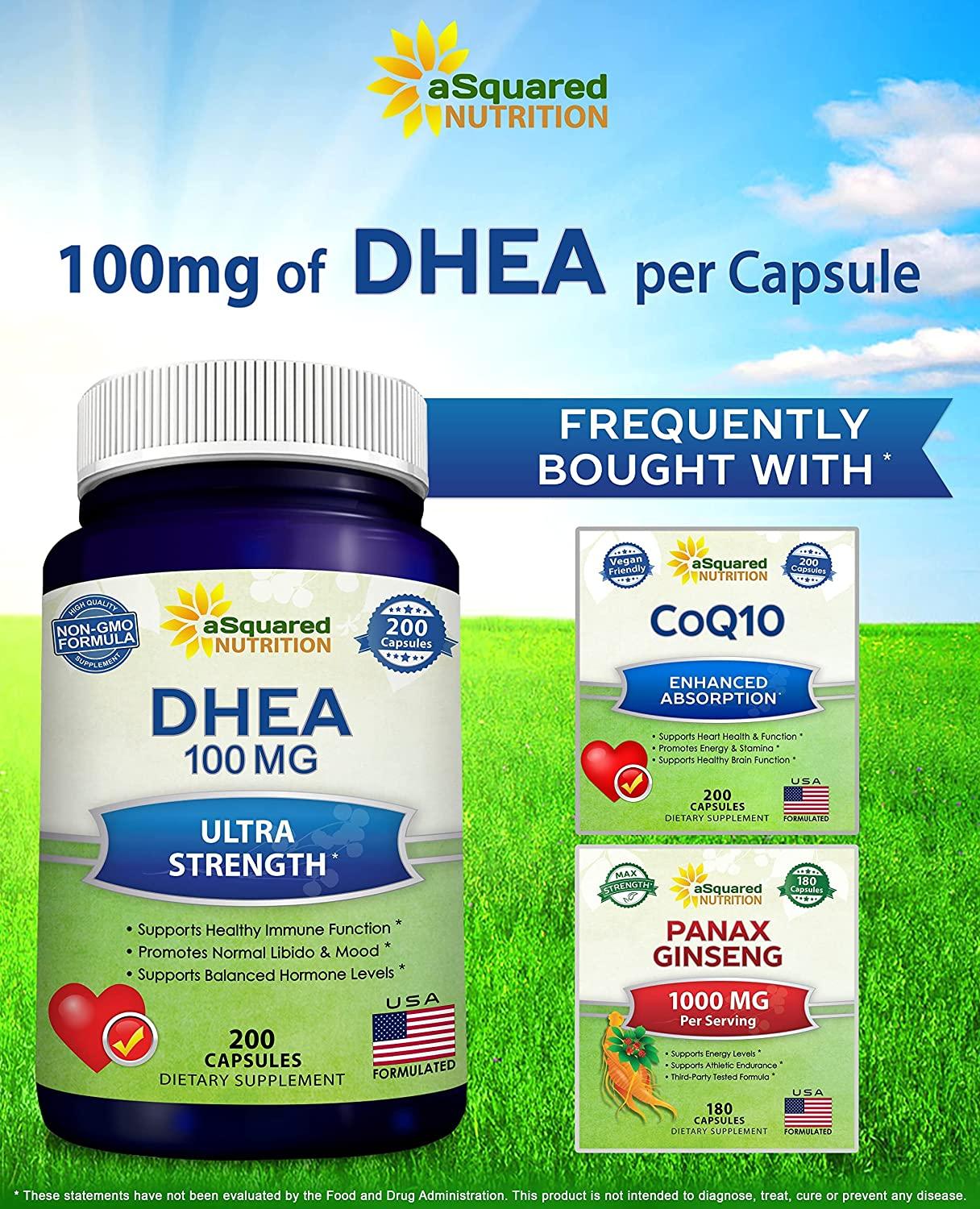 DHEA 100mg Max Strength 200 Capsules Hormone Balance for Women & Men