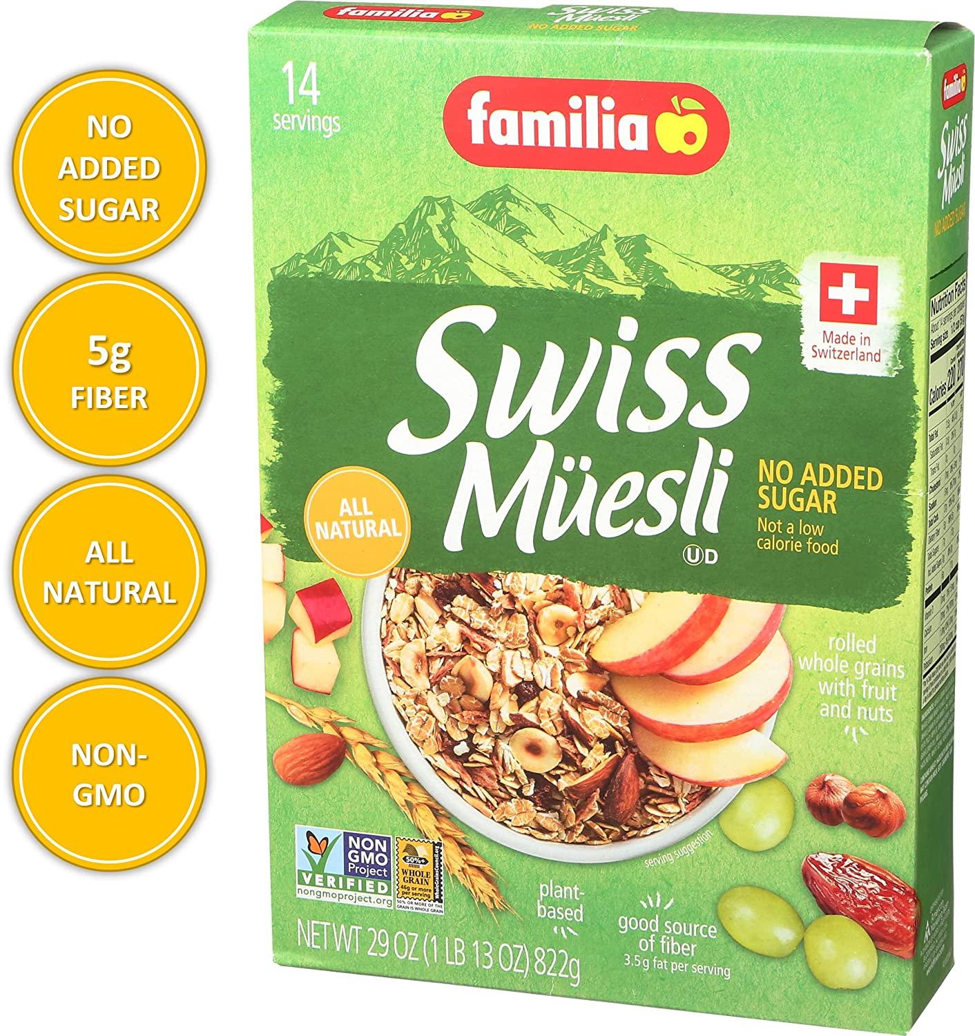 Familia Swiss Muesli Cereal, No Added Sugar, 29 Ounce (Pack of 6) -  Packaging May Vary No Added Sugar 29 Ounce (Pack of 6)