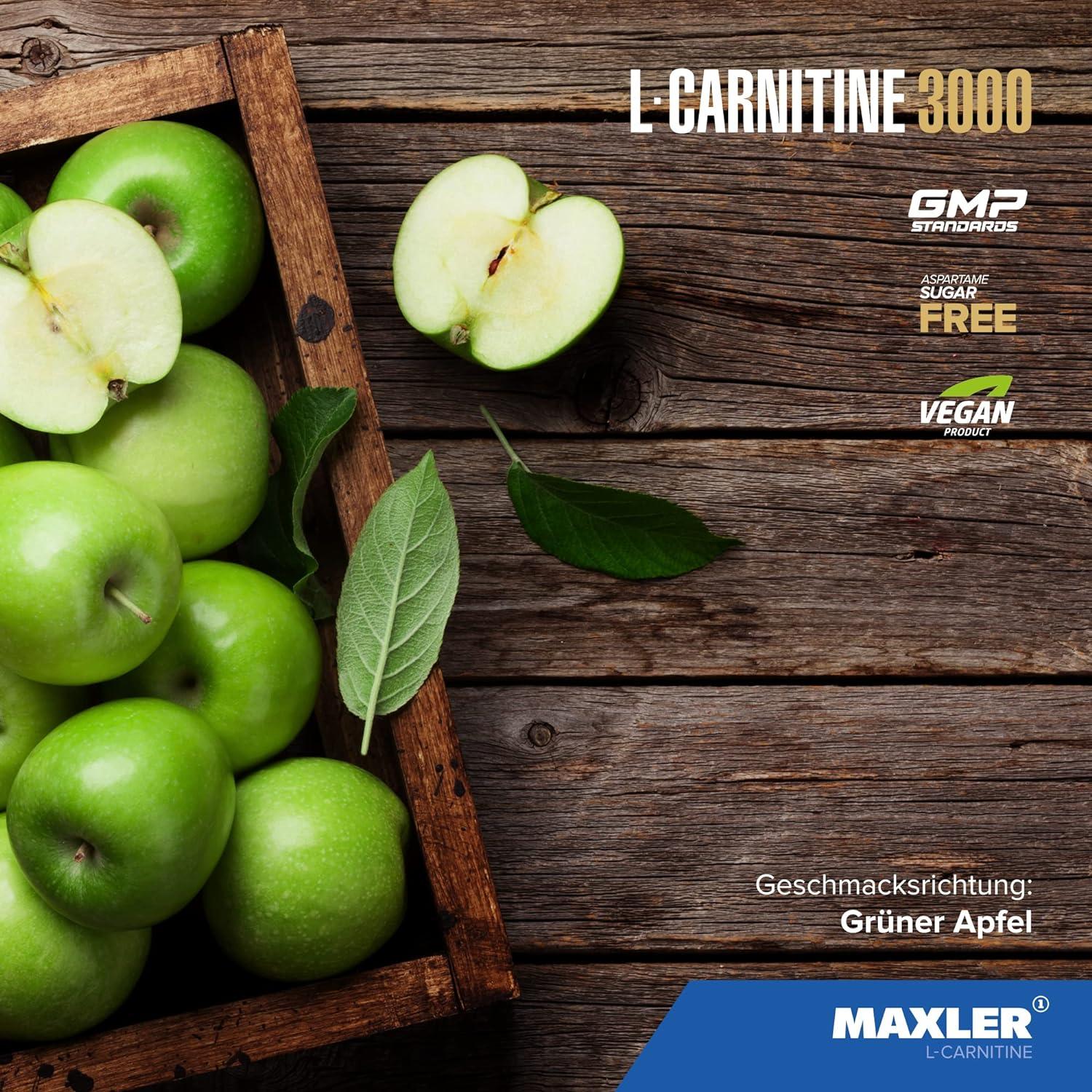 l carnitine maxler Maxler L-Carnitine 3000 Green Apple 500ml - High-Dose Vegan Liquid | 3000mg  | 20 Portions